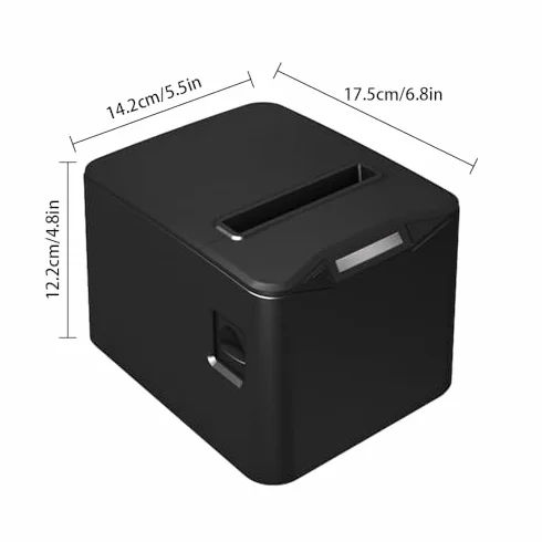 Thermodrucker für Quittungen, 80 mm, direkter Thermodruck, Büro, Anschluss USB + LAN, hohe Geschwindigkeit, mit automatischem Cutter, Papierkorb, große Größe, unterstützt ESC/POS, für, weiß