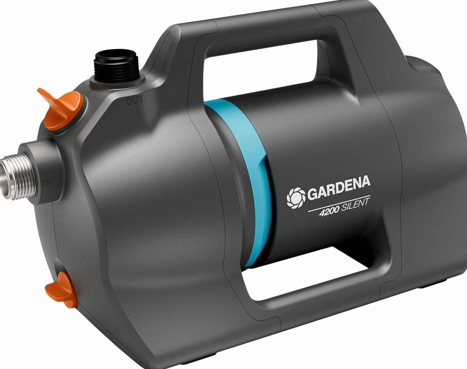 Gardena Gartenpumpe 4200 Silent: Sehr leise, innovative Bewässerungspumpe, Fördermenge 4200 l/h, 600 W Motor, 3,9 bar, wasserfest, stromsparend (9054-20)