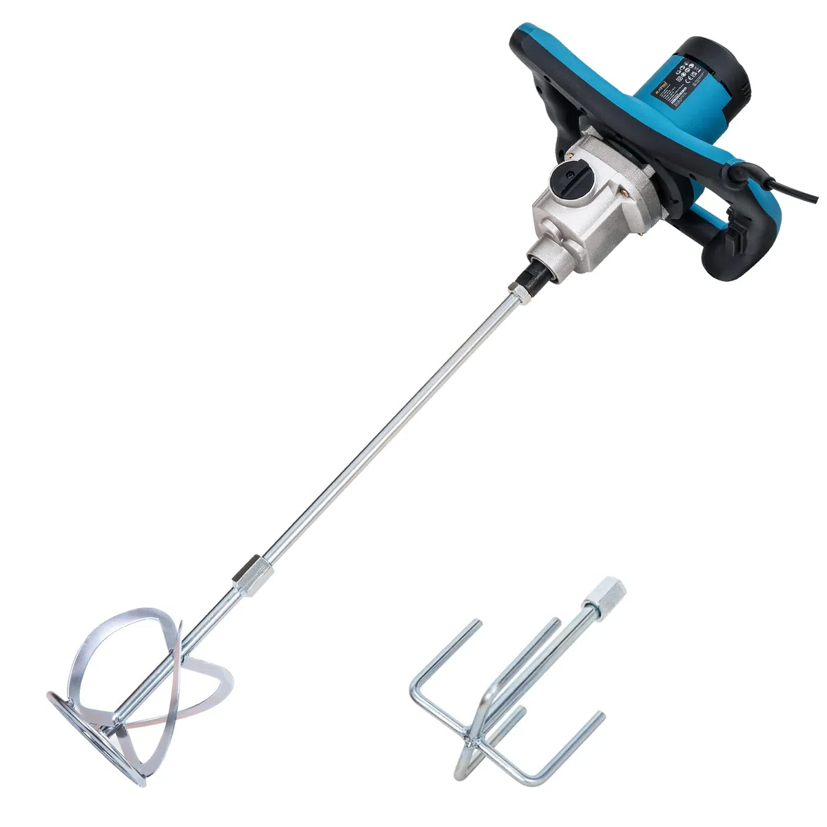 KATSU Tools Elektrischer Paddelmischer 1400 W – Doppelgetriebe-Mechaniksystem, 6 variable Geschwindigkeiten, zusätzlicher Rührer, zum Mischen von Farbe, Zement, Beton, Mörtel