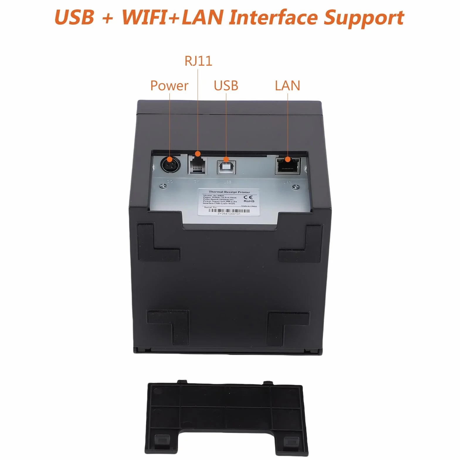 Bisofice Bondrucker 80mm Thermobondrucker Belegdrucker POS Drucker unterstützt ESC/POS, automatisches Schneiden(260mm/s, USB+WiFi+Ethernet)