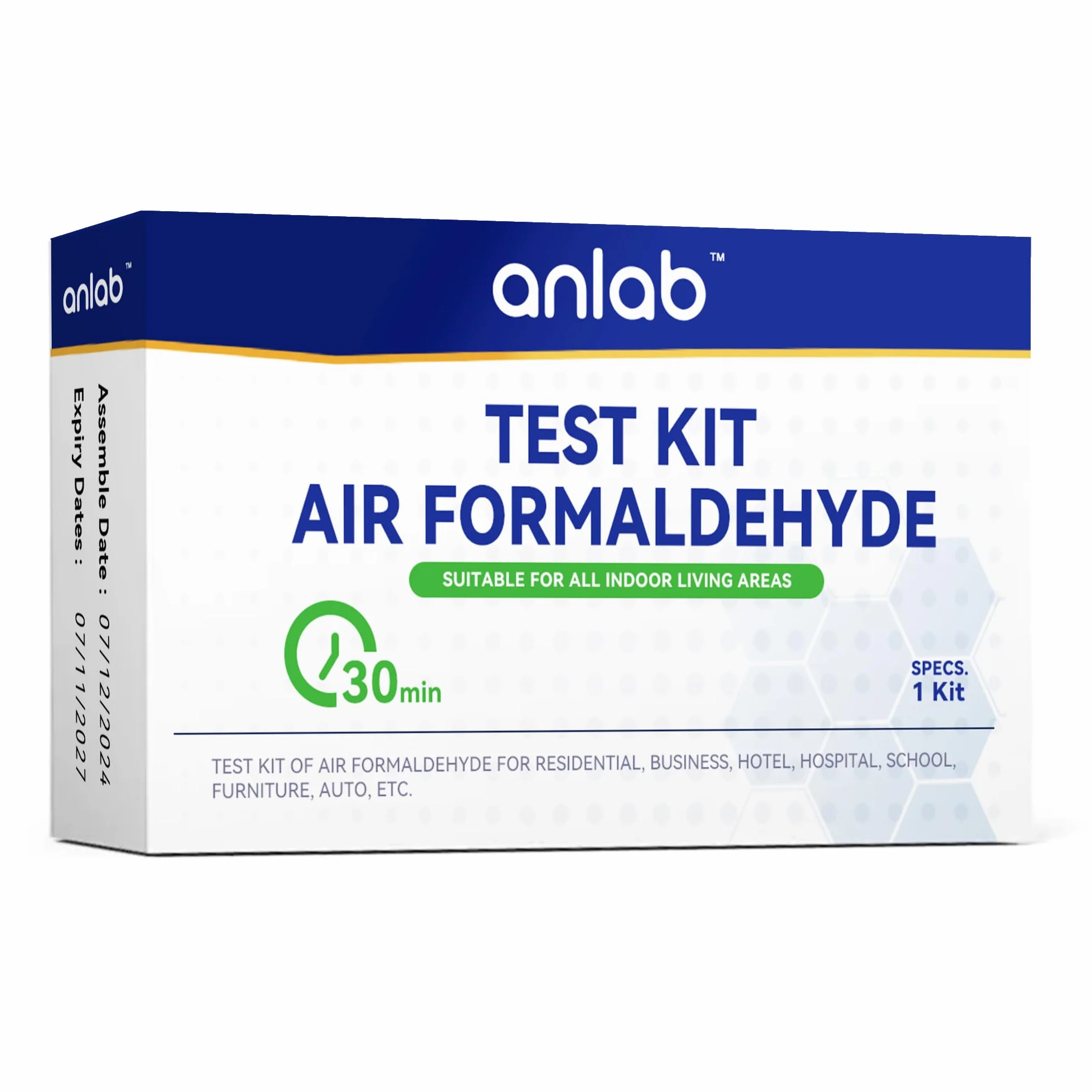 Air Formaldehyde (HCHO) DIY Test Kit - Used for Air Quality Testing, Detector Used for Home, Residential, Business, Hotel, Hospital, School, Furniture, Auto (Pack of 3)