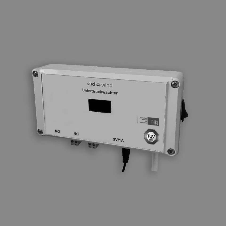 Südwind - Unterdruckwächter - Unterdruck Controller für den gemeinsamen Betrieb von Feuerstätten und Lüftungsanlagen- DIBt zertifiziert