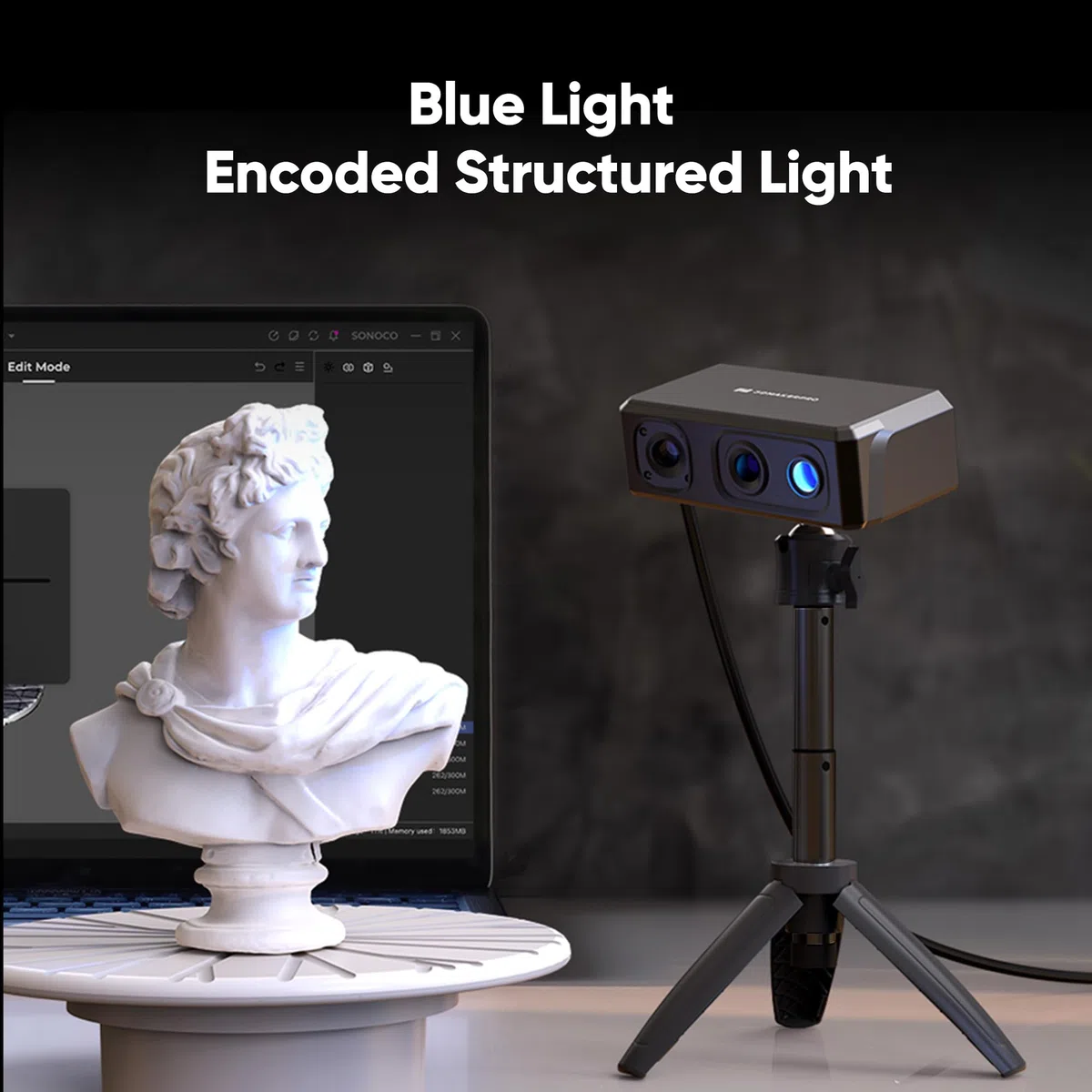 3DMakerpro Handheld-3D-Scanner, 0,02 mm Präzision, 10 FPS schnelle Scangeschwindigkeit mit Anti-Shake-Linse, 3D-Scanner für 3D-Drucker für Windows/MacOS, Handheld 3D-Scanner Seal Lite – Premium-Kit