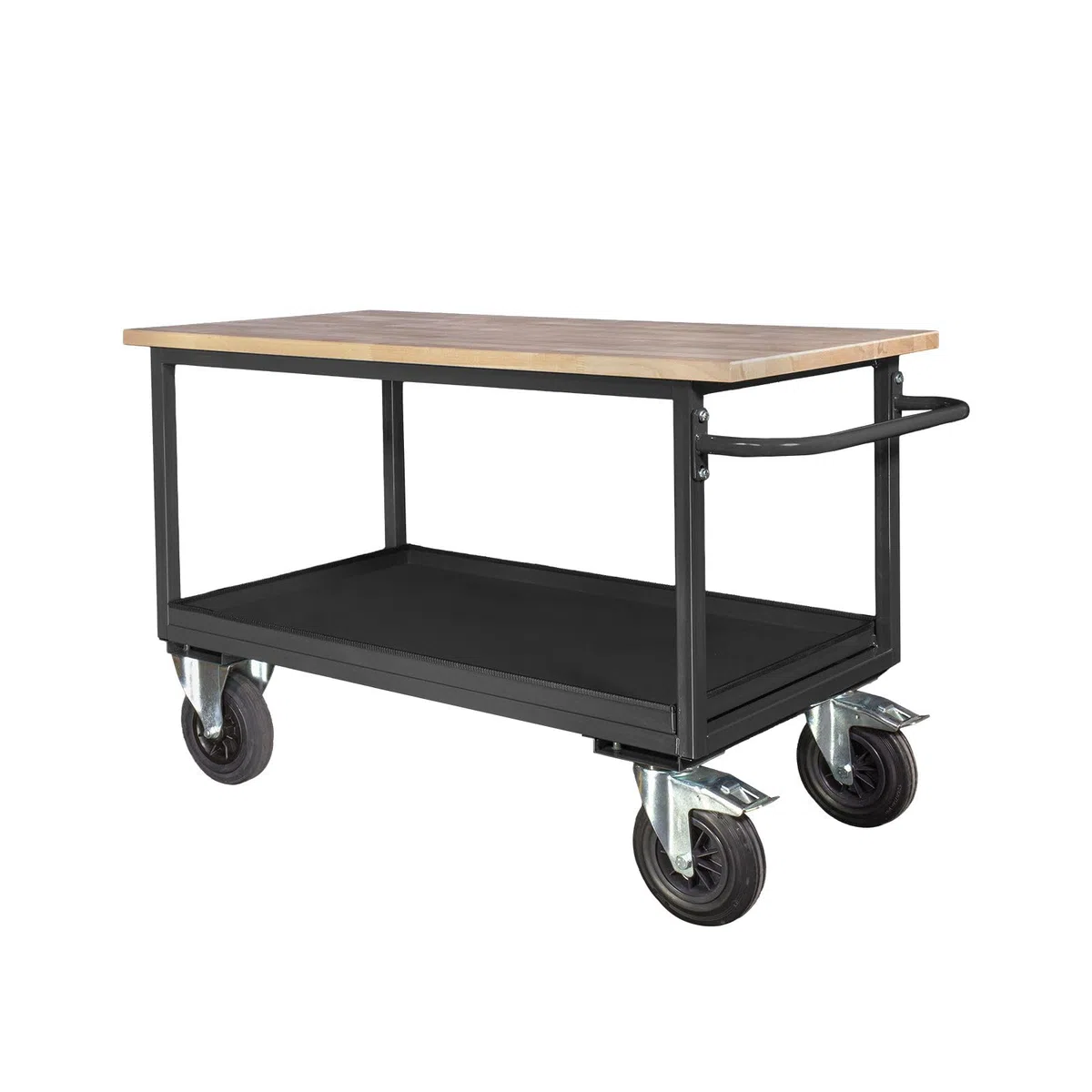 Mobile Werkbank Anthrazit RAL 7016 – 1300 x 600 x 827 mm – 500 kg Traglast – Mobiler Arbeitstisch mit Ablageboden für Werkstatt, Garage & Industrie – Profi Werktisch mit Rollen