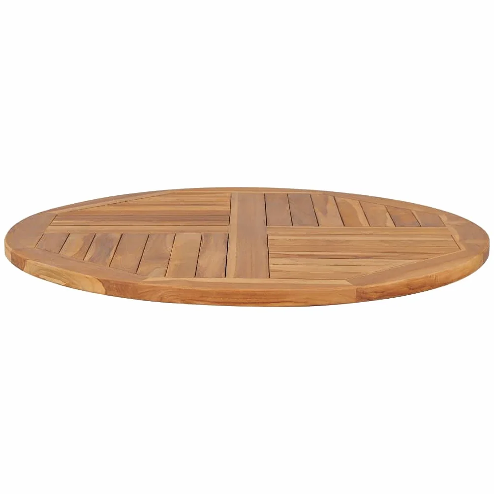 vidaXL Teak Massiv Tischplatte Massivholzplatte Holzplatte Ersatztischplatte Holz Platte für Esstisch Esszimmertisch Rund 2,5cm 90cm
