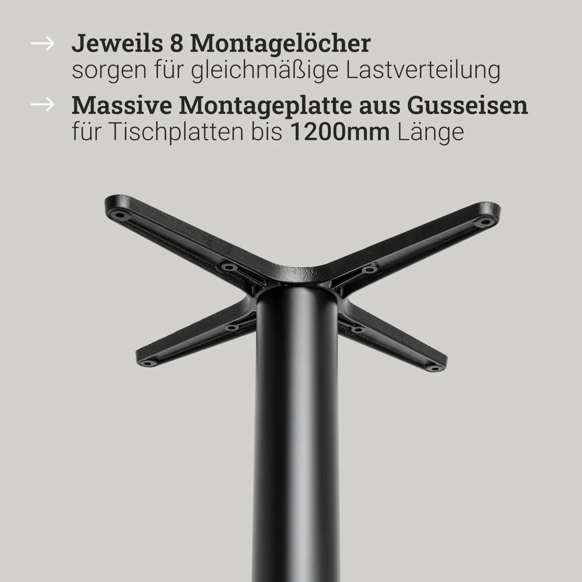 Natural Goods Berlin 1x Bistrotischgestell Duo RUND - Tischbeine Metall Schwarz Outdoor Bistrotisch Outdoor 72cm- Tischbeine Schwarz, Tischfüsse Aus Metall - Zwei Tischfüße Für Drinnen & Draußen