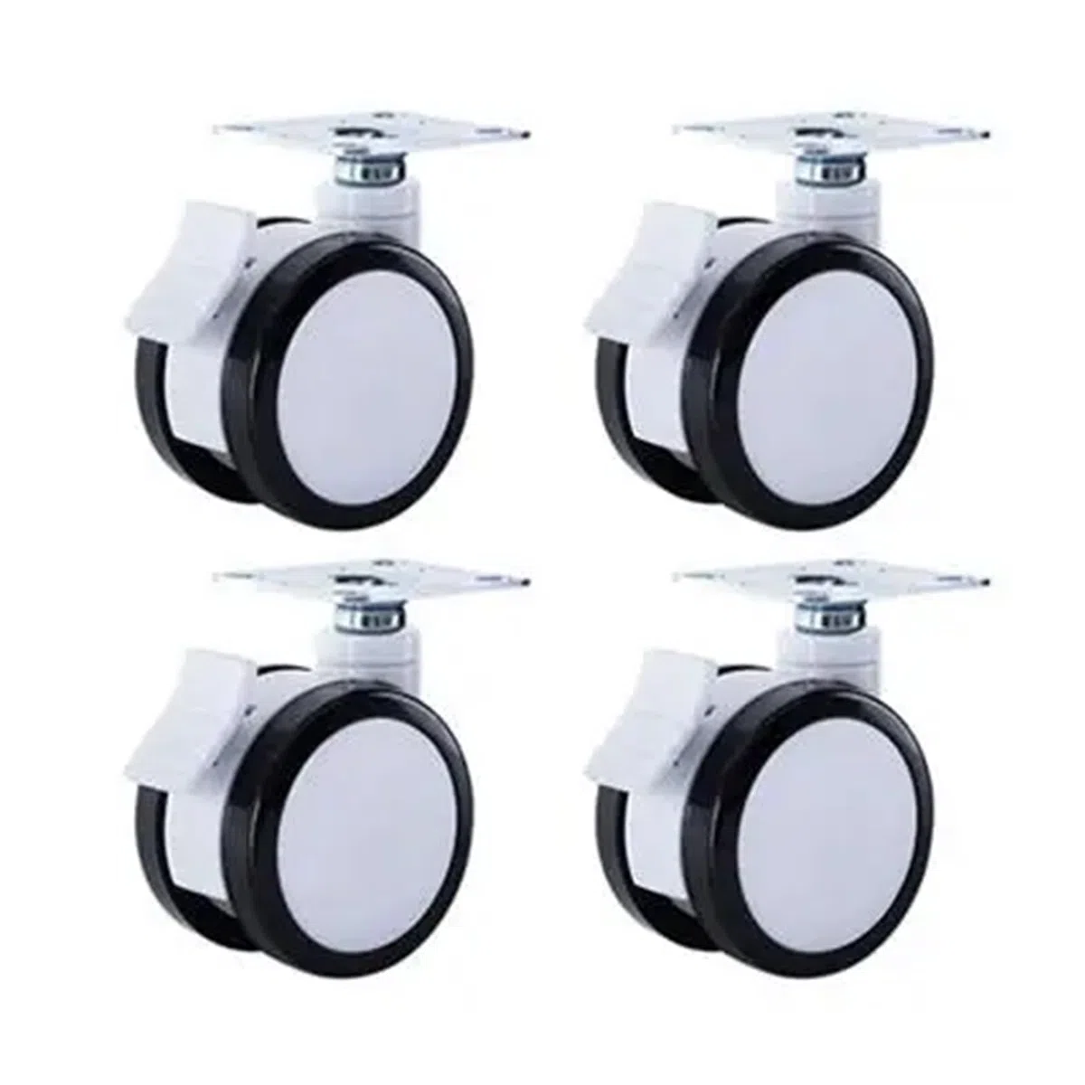 4 Rollen mit 10,2 cm großen Doppelrollen, geräuschlos, Schwarz und Weiß