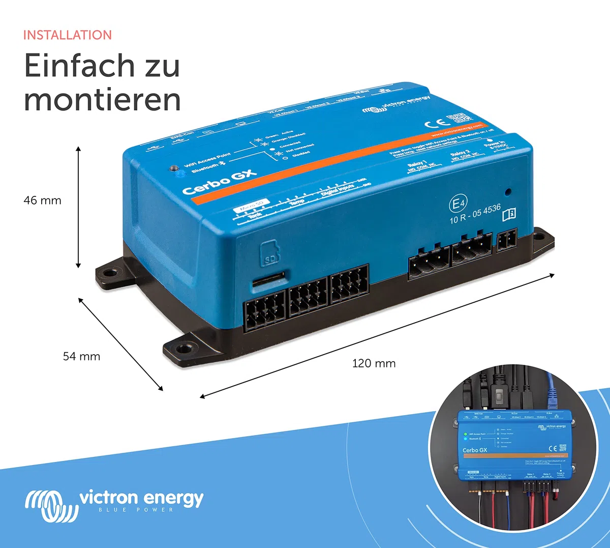 Victron Energy Cerbo GX für Systemüberwachung und Steuerung - Fernzugriff und Steuerung mit Victron Remote Monitoring (VRM) & VictronConnect App - Kompatibel mit Marine MFDs