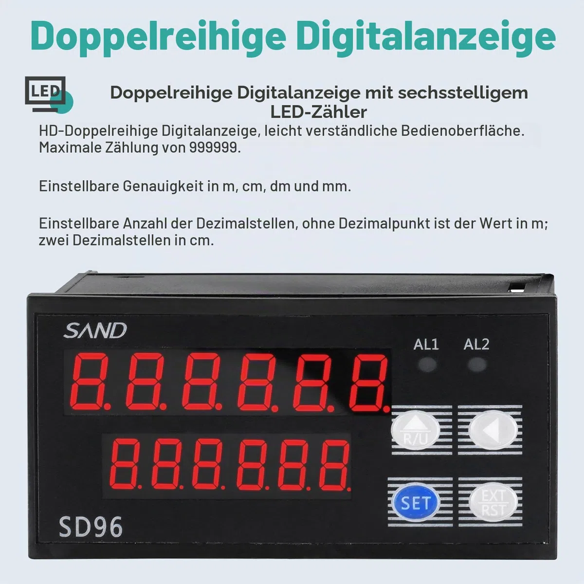 YJINGRUI Längenzähler Meterzähler 6-stelliger Digitaler Längenmesser mit Meterzählrad Längenmesserzähler 0-999999