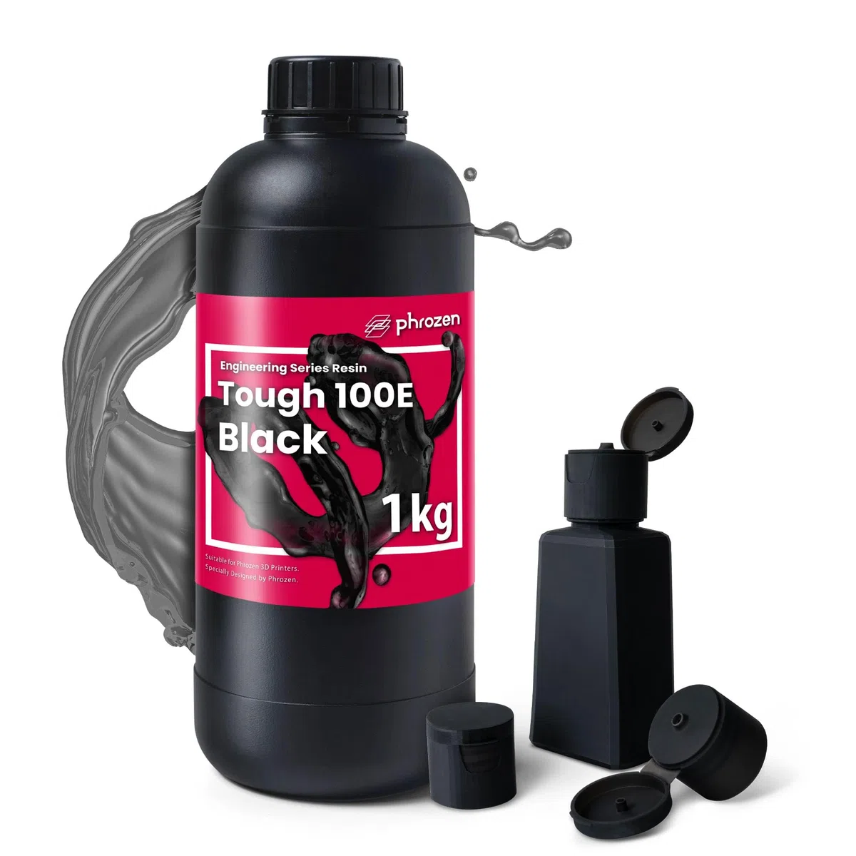 Phrozen Tough 100E 3D Drucker Harz| 405nm Photopolymer Engineering Resin für LCD Printer | Stoßfestigkeit mit moderater Steifigkeit - Schwarz (1kg)