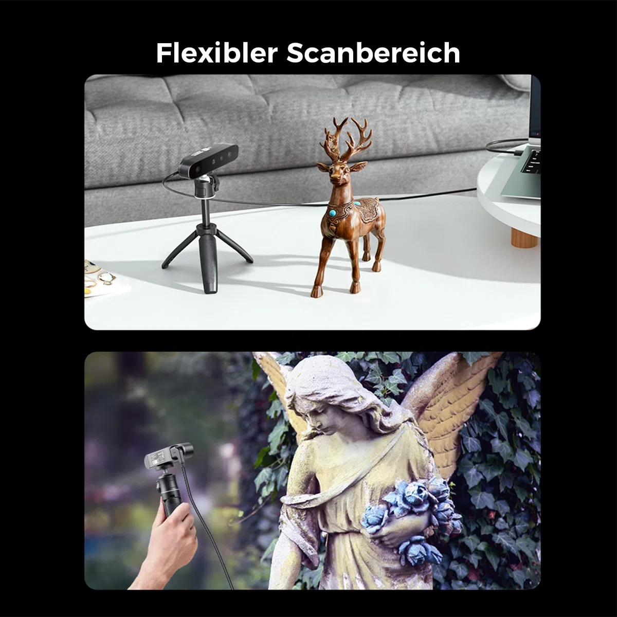 Creality CR-Scan Ferret SE 3D-Scanner, 0,1 mm, 150-2000mm Scanbereich, Anti-Shake, 24-Bit-Farbscan, Scannen Sie schwarze/metallische (nicht reflektierende) Objekte ohne Scanspray, für Windows/Mac