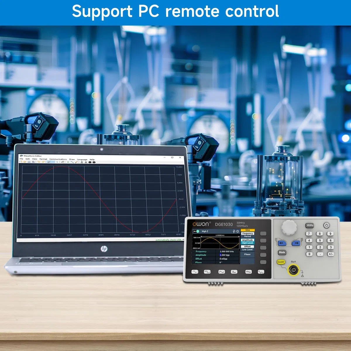 OWON Signalgenerator, Funktionsgenerator DGE1030, einkanaliger Ausgang, 30 MHz Frequenzausgang, 125 MSa/s Abtastrate, 14 Bits vertikale Auflösung