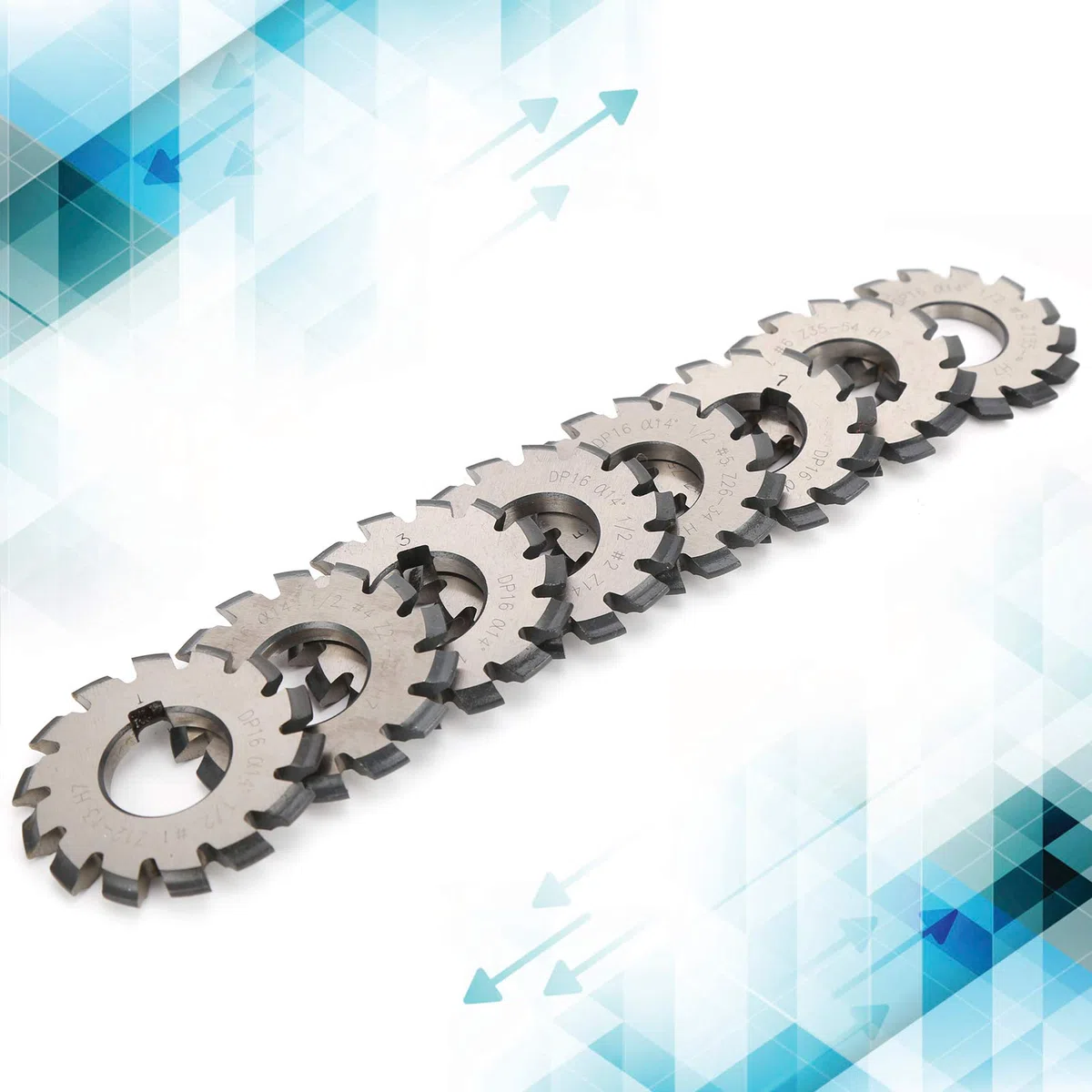 8PCS Evolventenzahnradfräser Set, Fräser Verzahnungswerkzeuge, Innenbohrungsdurchmesser 22mm Verzahnen