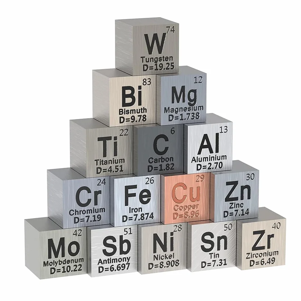15-Teiliges Würfelset Aus Metallelementen – Dichtewürfel-Set für 1 Periodensystem der Elemente – Würfel Aus Reinem Wolfram (10 Mm), Gut Verarbeitet, 99.5%-99.99%