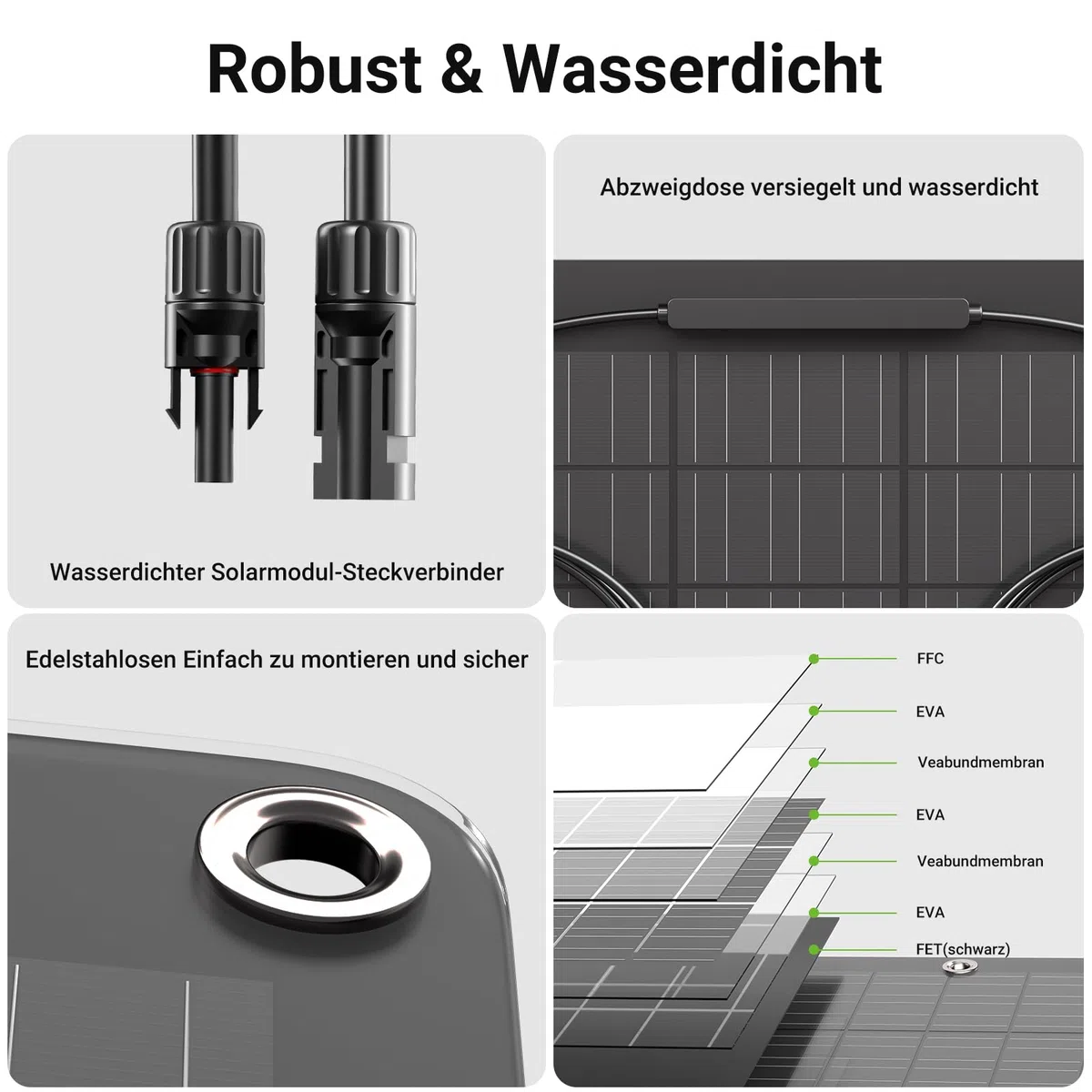 480W Flexibel Solarpanel, 2 x 240W Flexibles Solarmodule, IP67, 23,5% Umwandlung Photovoltaik Panel Balkonkraftwerk Solarzelle Ideal für Wohnmobil Boot Balkon Camper Gartenhaus Dach