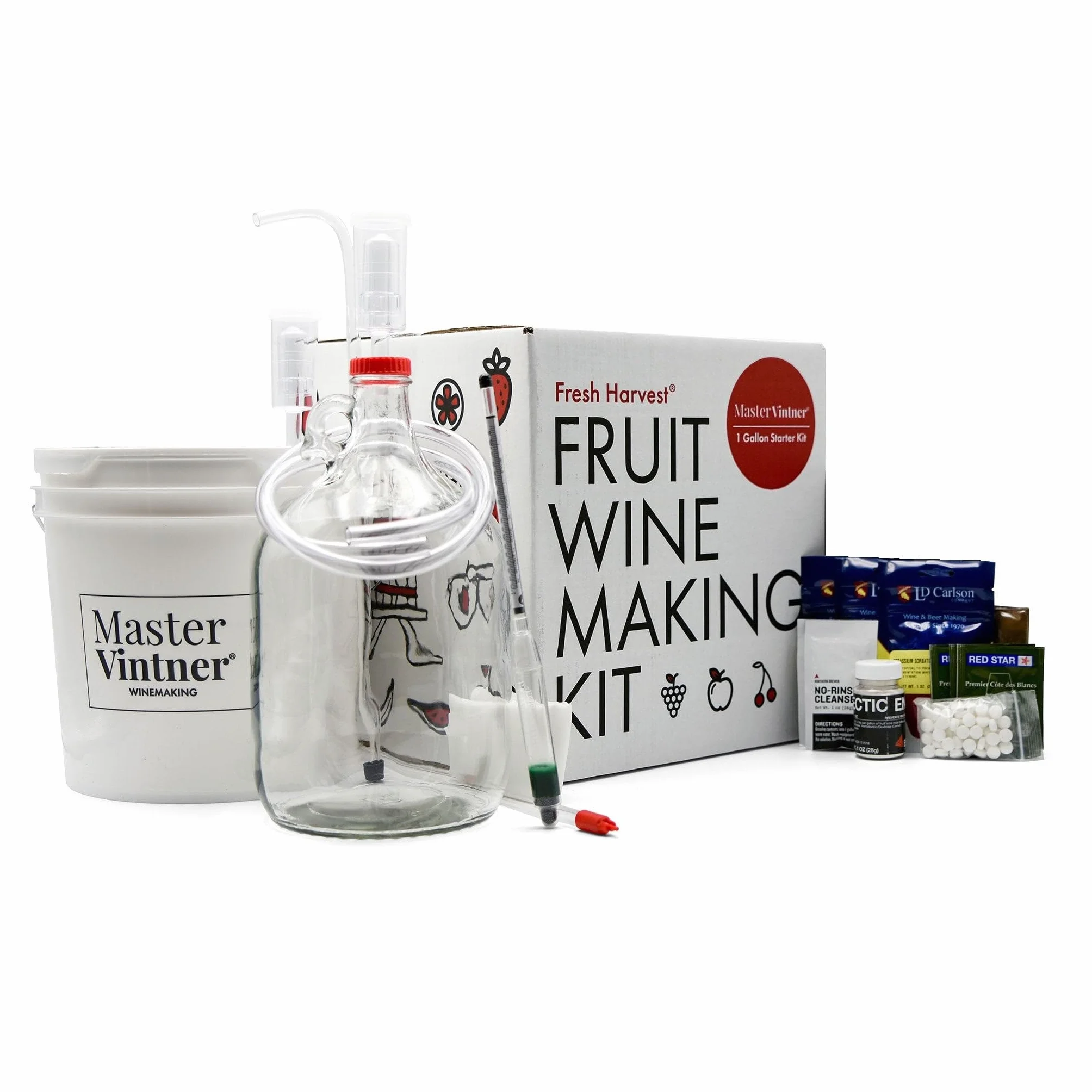 Master Vintner Frische Ernte 1 Liter Homemade Small Batch Obst Wine Making Kit – 2 Liter Kunststoff fermentor mit Deckel Equipment