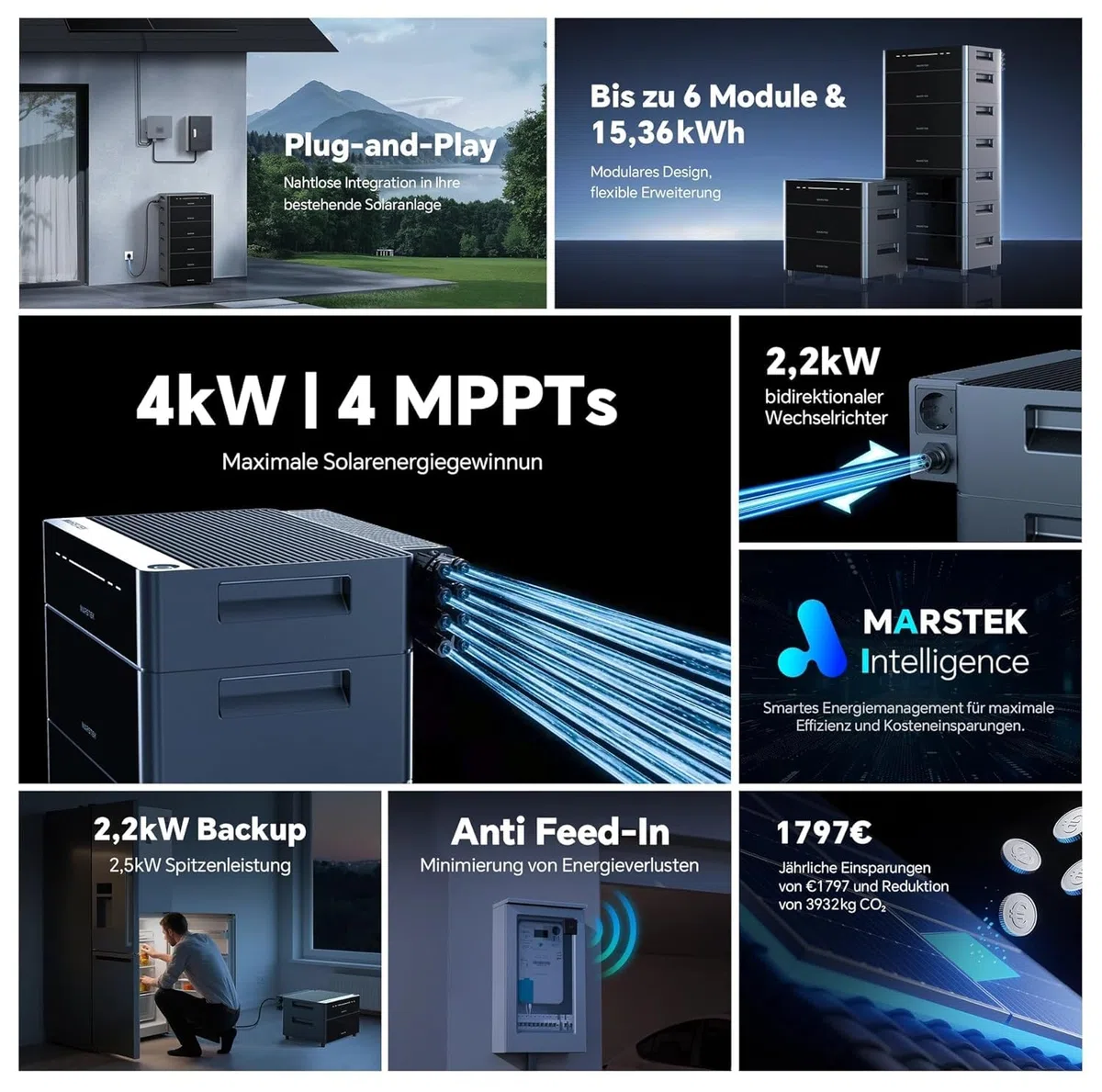 MARSTEK VENUS D Balkonkraftwerk-System Hauptgerät mit 2.2kW AC-Kopplung 4 MPPT (MARSTEK VENUS D Balkonkraftwerk-System Hauptgerät mit 2.2kW AC-Kopplung 4 MPPT, 0% nach §12 Abs. 3 UStG)