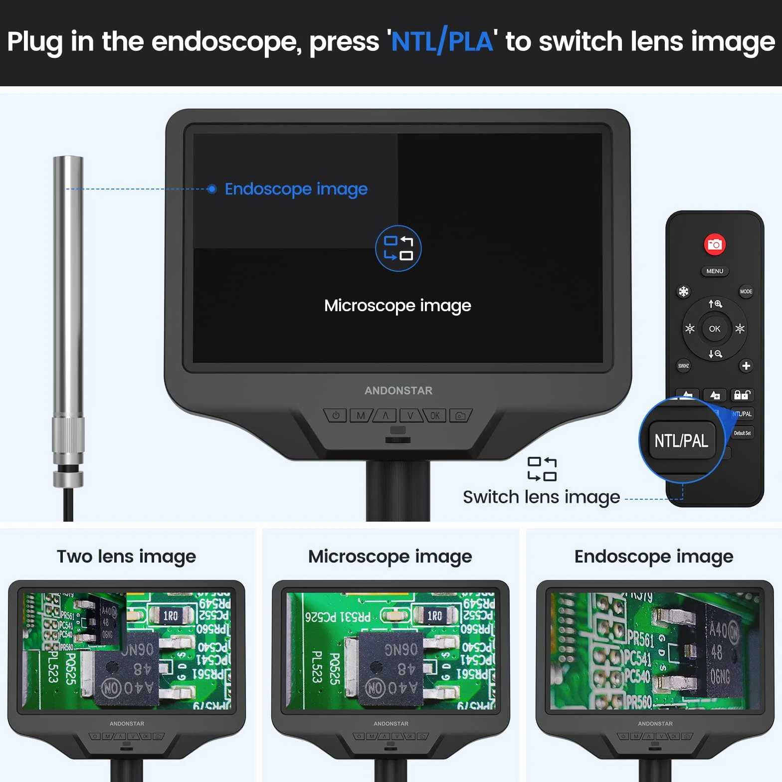 Andonstar AD409 Pro HDMI Digitales Mikroskop mit Endoskop, 10,1 Zoll LCD-Bildschirm Lötmikroskop, 300X USB Elektronische Mikroskopkamera für PCB-Löten, Münzsammlung, unterstützt Windows PC