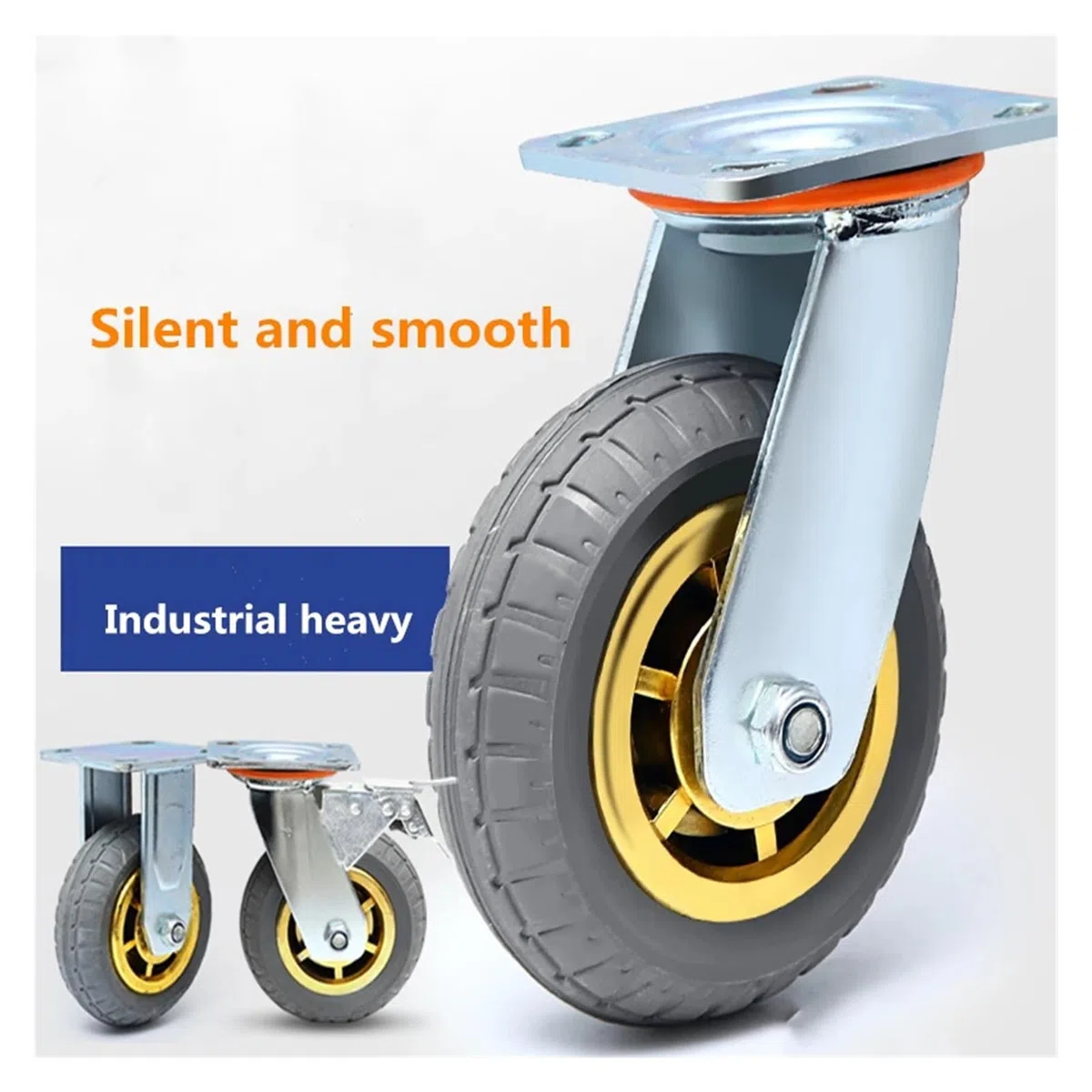 2.5 x 20.3 cm Brake Swivel Heavy Duty Rollen Silent Rubber Flat Cart