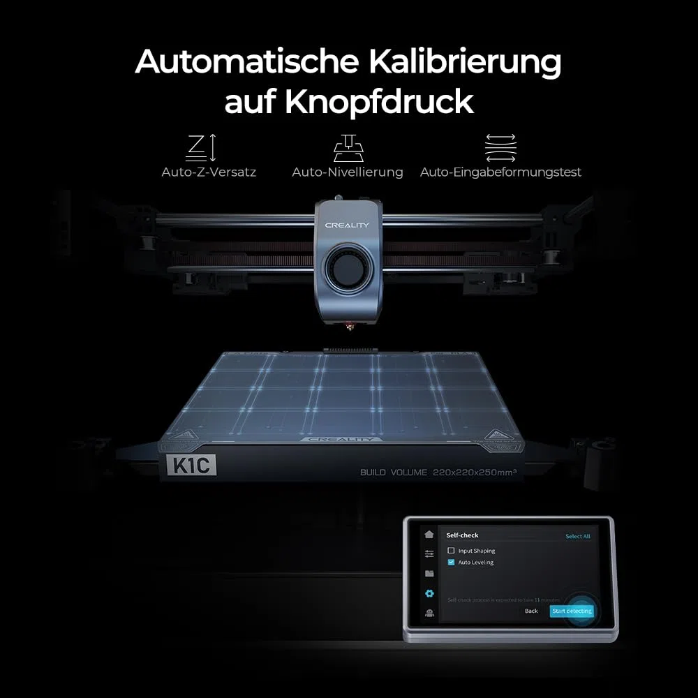 Creality K1C 2025 3D Drucker, CoreXY FDM Drucker mit 600 mm/s, AI-Kamera, Auto-Nivellierung, 300 °C Direktantrieb, Geschlossene Bauweise, für PLA, PETG, TPU, ABS, ASA & Carbonfaser