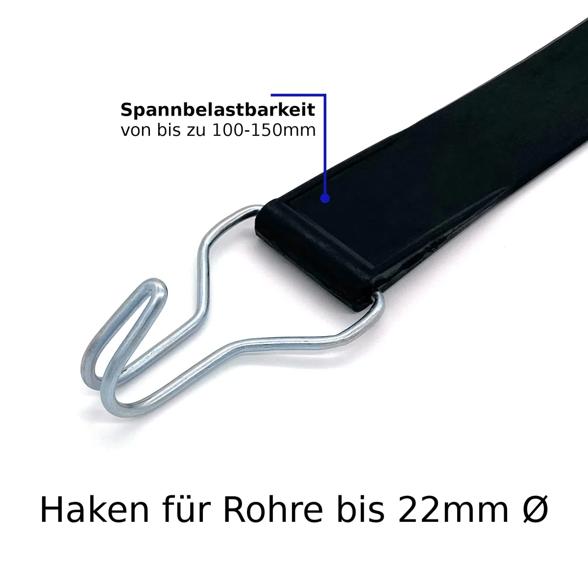 Gummispannband 2 Haken für Rollbehälter Spanngurt 52cm lang dehnbar 40mm breit