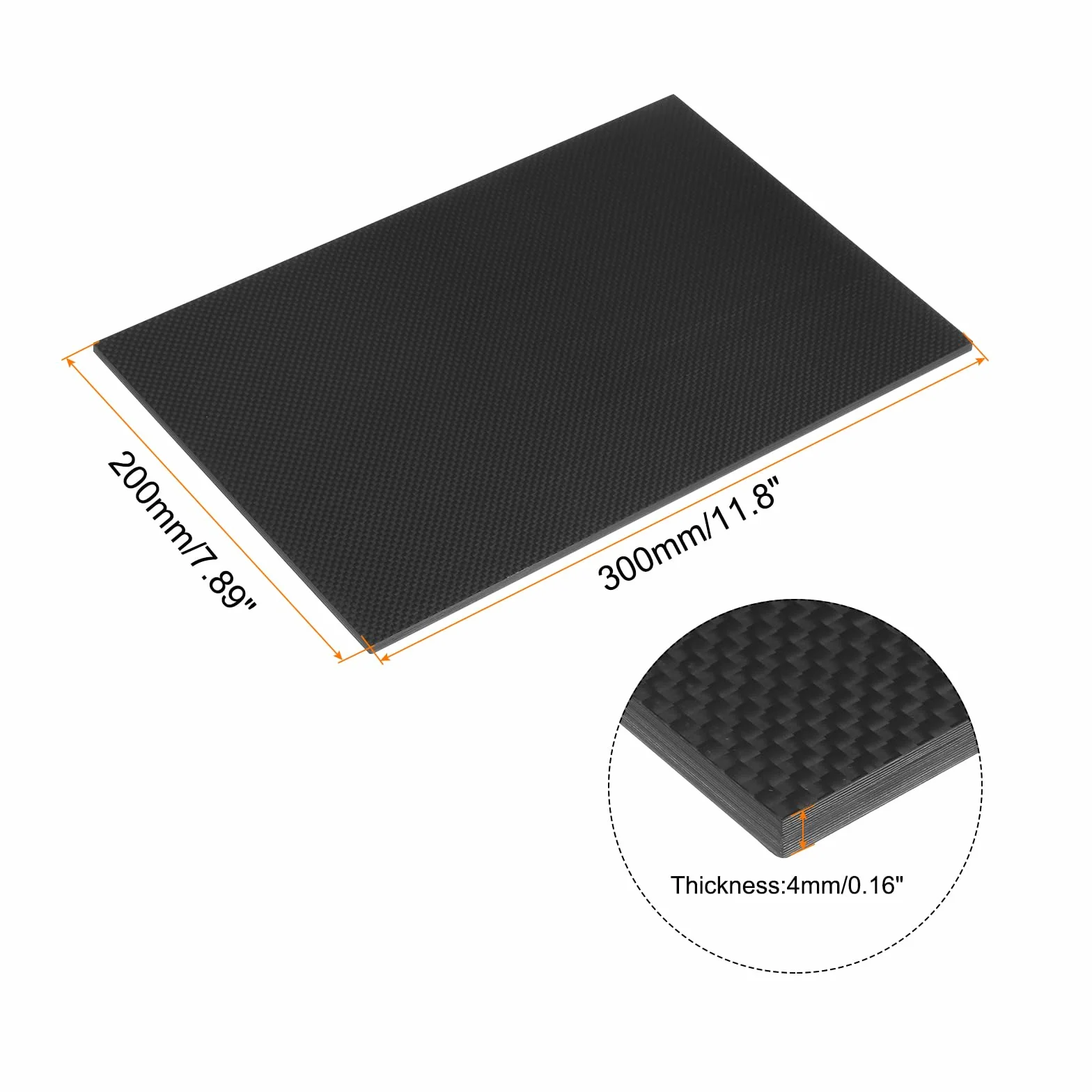 QUARKZMAN 1Stk Kohlefaser Blatt 300×200×4mm Glänzende Oberfläche Pultrudierte Flache Kohlefaser Brett Platte Leinwand Gewebe Panel Blatt für Drachen RC Flugzeug