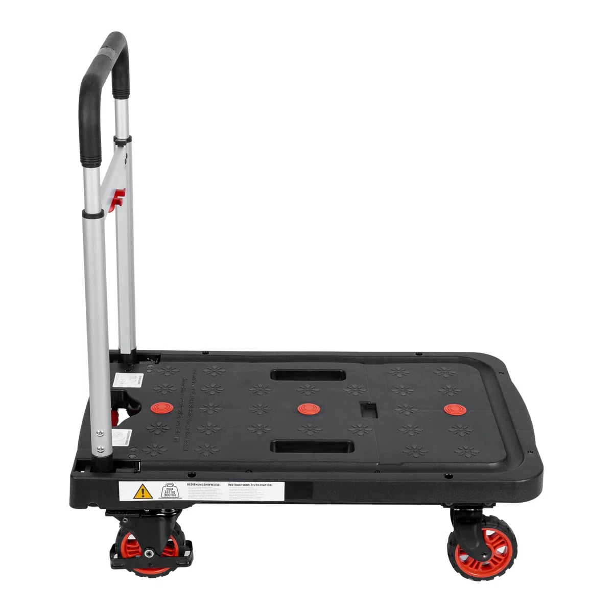 STIER Plattformwagen, Rollwagen, vollständig klappbar, Tragkraft 137 kg, 680 x 410 x 920/80 mm, 2 Lenk- & 2 Bockrollen