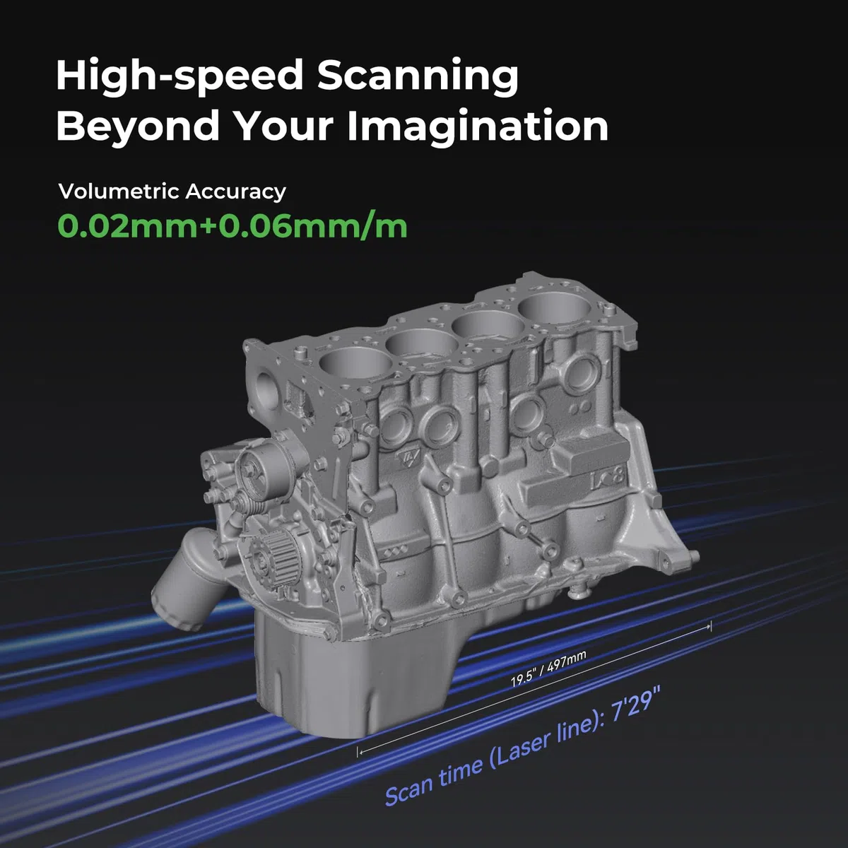 Creality 3D-Scanner Raptor X für den 3D-Druck, 60 fps, 34 Cross Blue Laser & NIR WiFi 6, Handheld-Scanner für Verbraucher, 0,02 mm Genauigkeit, 24-Bit-Schnellscannen in Vollfarbe für Windows und macOS