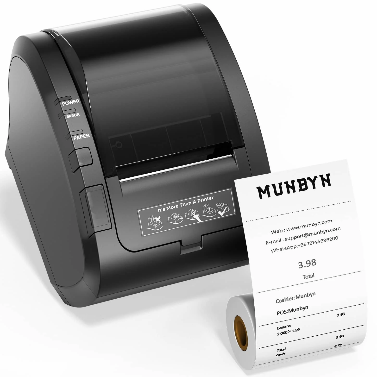 MUNBYN Thermodrucker Bondrukcer 80mm Auto-Cut Schublade Drucker, Hochgeschwindigkeits Drucken 230mm / sec, USB Schnittstelle, kompatibel mit ESC/POS Druck Befehlen eingestellt-EU Schwarz [P047U]