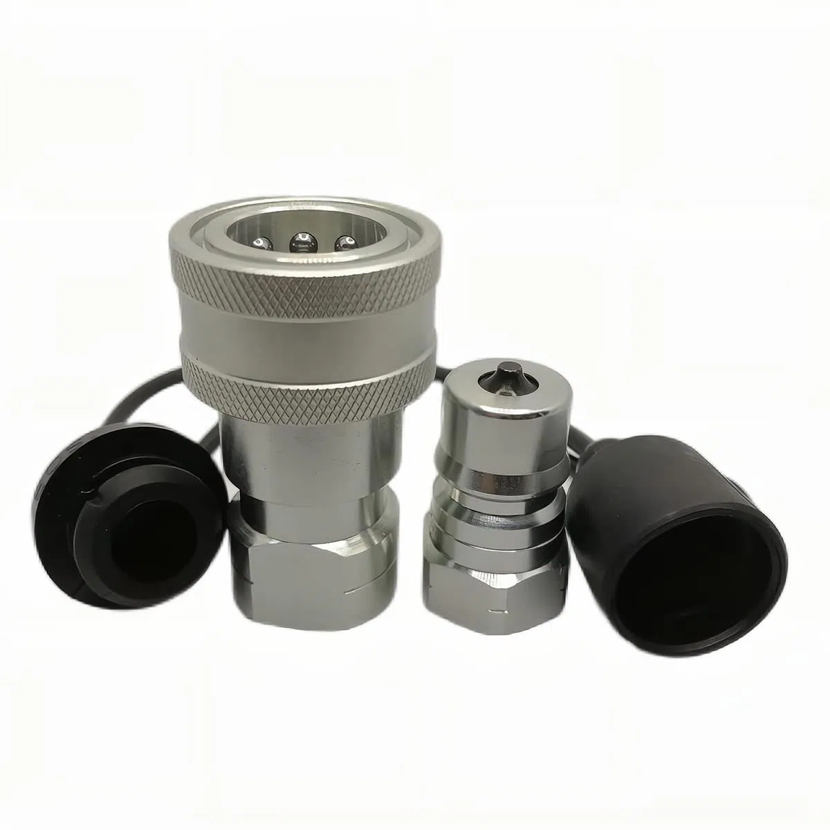 3/4" NPT ISO7241-B Hydraulische Schnellkupplung und -trennung, Schnellverschlusskupplungssatz mit Staubkappen H6-63/62