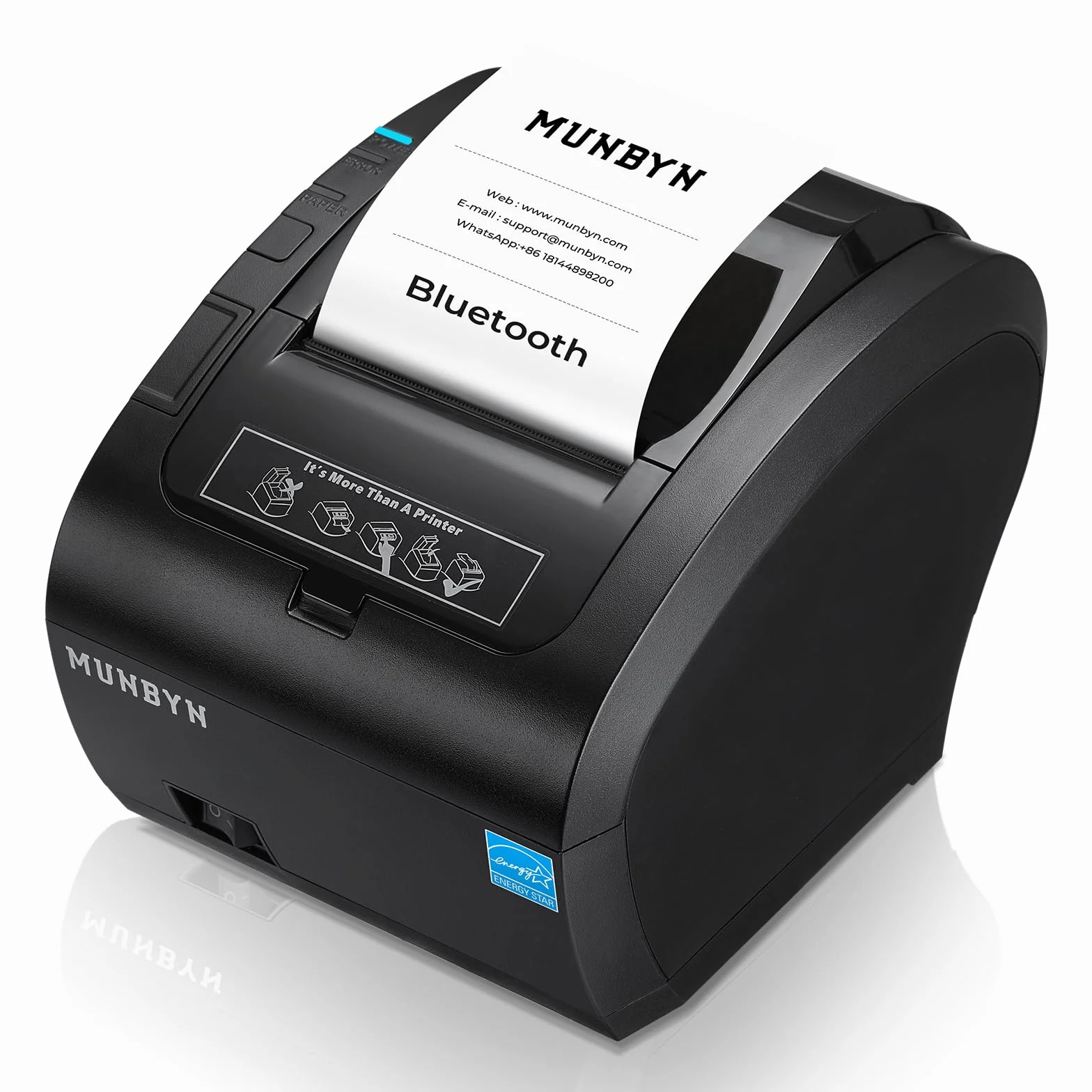 MUNBYN Bondrucker MFi-Zertifizierung mit IOS(erfordert eine App) 300mm/s Bluetooth Belegdrucker Quittungsdrucker Thermodrucker Auto-Cut, BT/USB/LAN【Unterstützt Nicht PayPal, DoorDash, Grubhub, Vagaro】