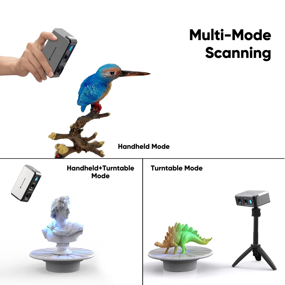 3DMakerpro Handheld-3D-Scanner, 0,02 mm Präzision, 10 FPS schnelle Scangeschwindigkeit mit Anti-Shake-Linse, 3D-Scanner für 3D-Drucker für Windows/MacOS, Handheld 3D-Scanner Seal Lite – Premium-Kit