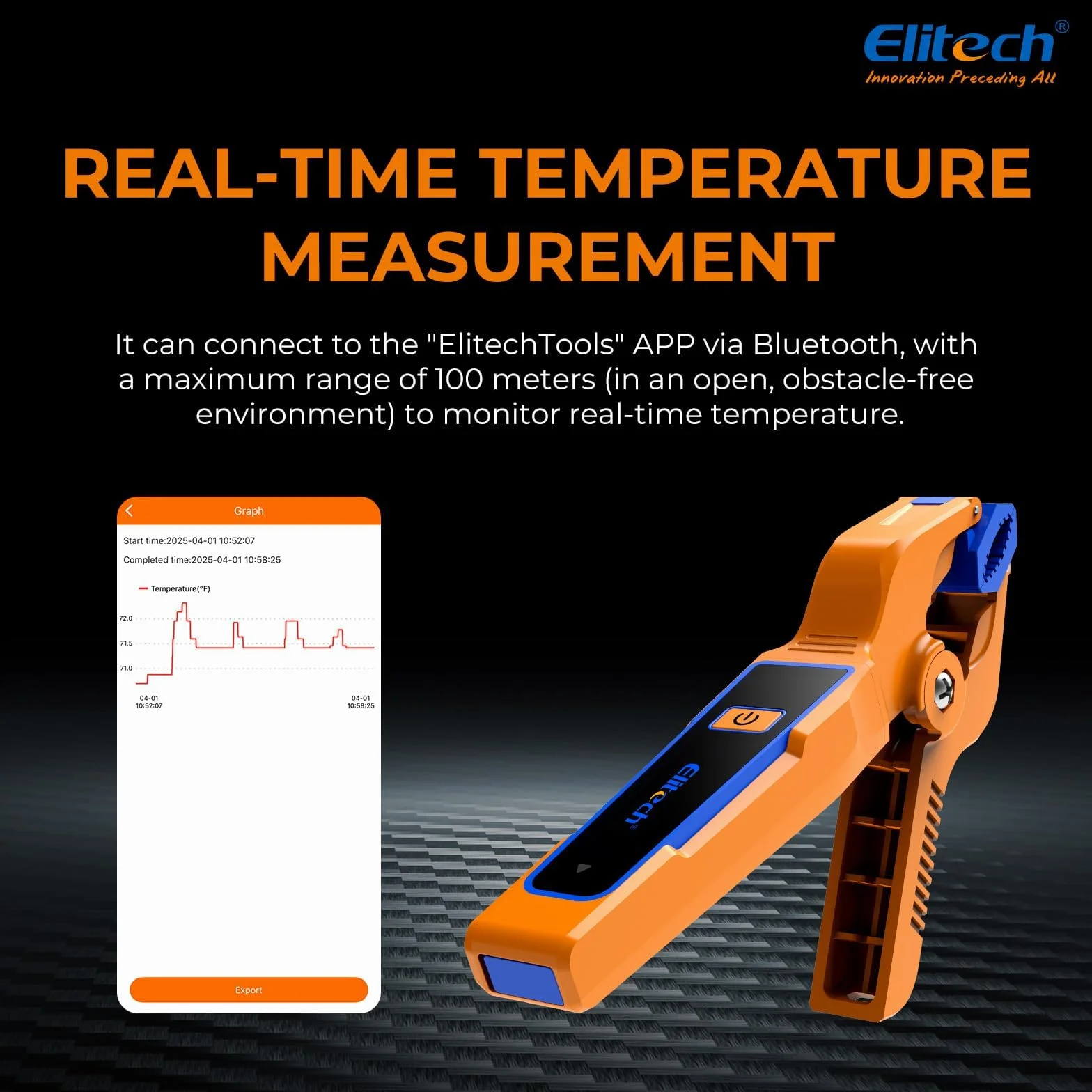 Elitech IPT-01 Drahtlose Temperaturklemme – T-Typ Thermometer mit Bluetooth-App, Datenaufzeichnung & Fernüberwachung – HVAC-Temperaturfühler für digitale Manifold-Messgeräte