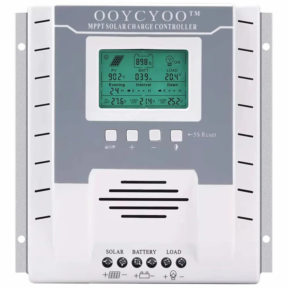 60A Solarladeregler MPPT 12V/24V Max PV Eingangsspannung 100V, LCD Display Solar Laderegler für Belüftete Versiegelte Gel NiCd Lithium Batterie