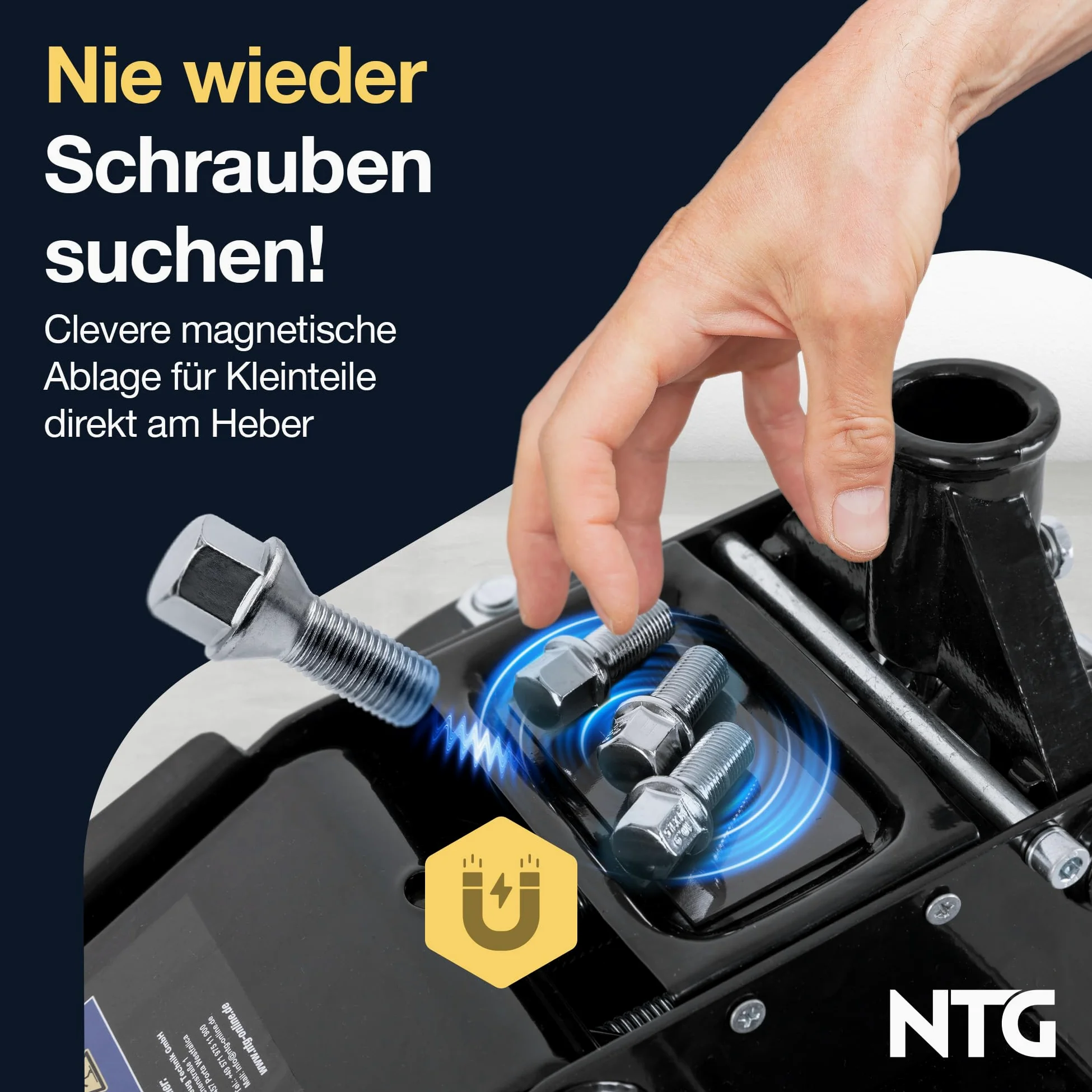 NTG HYDRAULISCHER WAGENHEBER 3T – Wagenheber Hydraulisch mit Doppelkolben & Schnellhub, 85–485 mm Hubhöhe – Rangierwagenheber inkl. 2 Gummiauflagen für PKW & SUV