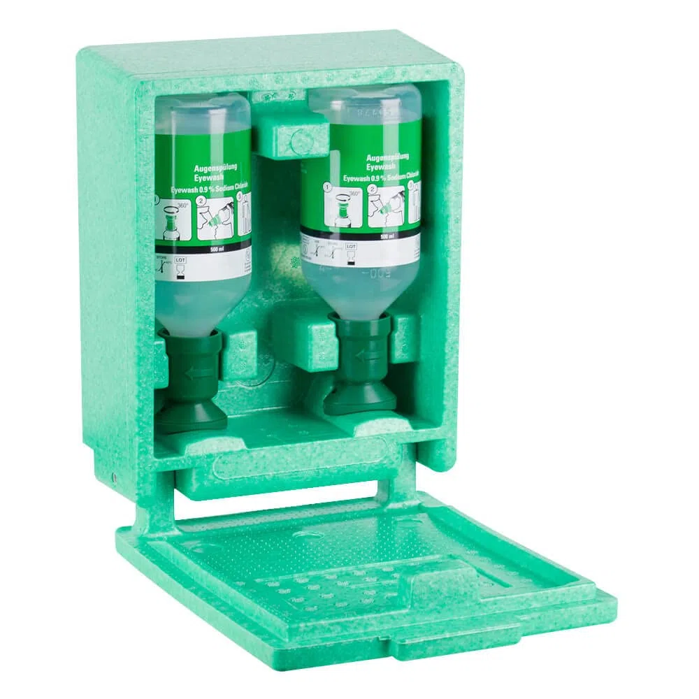 PLUM BIGPACK Augenspülstation, Wandbox mit je 2 x 500 ml Flaschen NaCl, 5 Stück aus Kunststoff, Art.-Nr. 4650