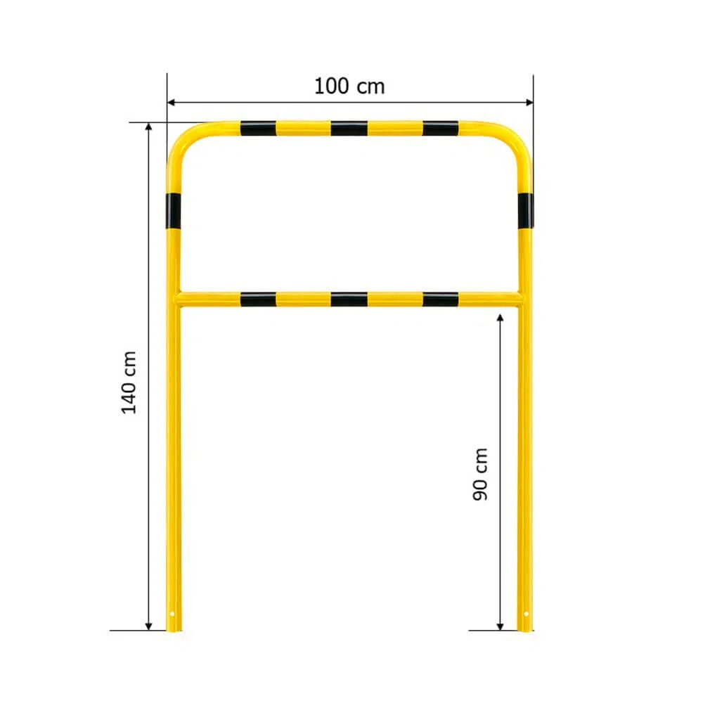 ROBUSTO Wegesperre, gelb/schwarz, einbetonieren, Stahl, Ø 4,2 cm, 100 x 140 cm, Art.-Nr. 607147 | Anlehnbügel | Fahrradanlehnbügel | Fahrradbügel