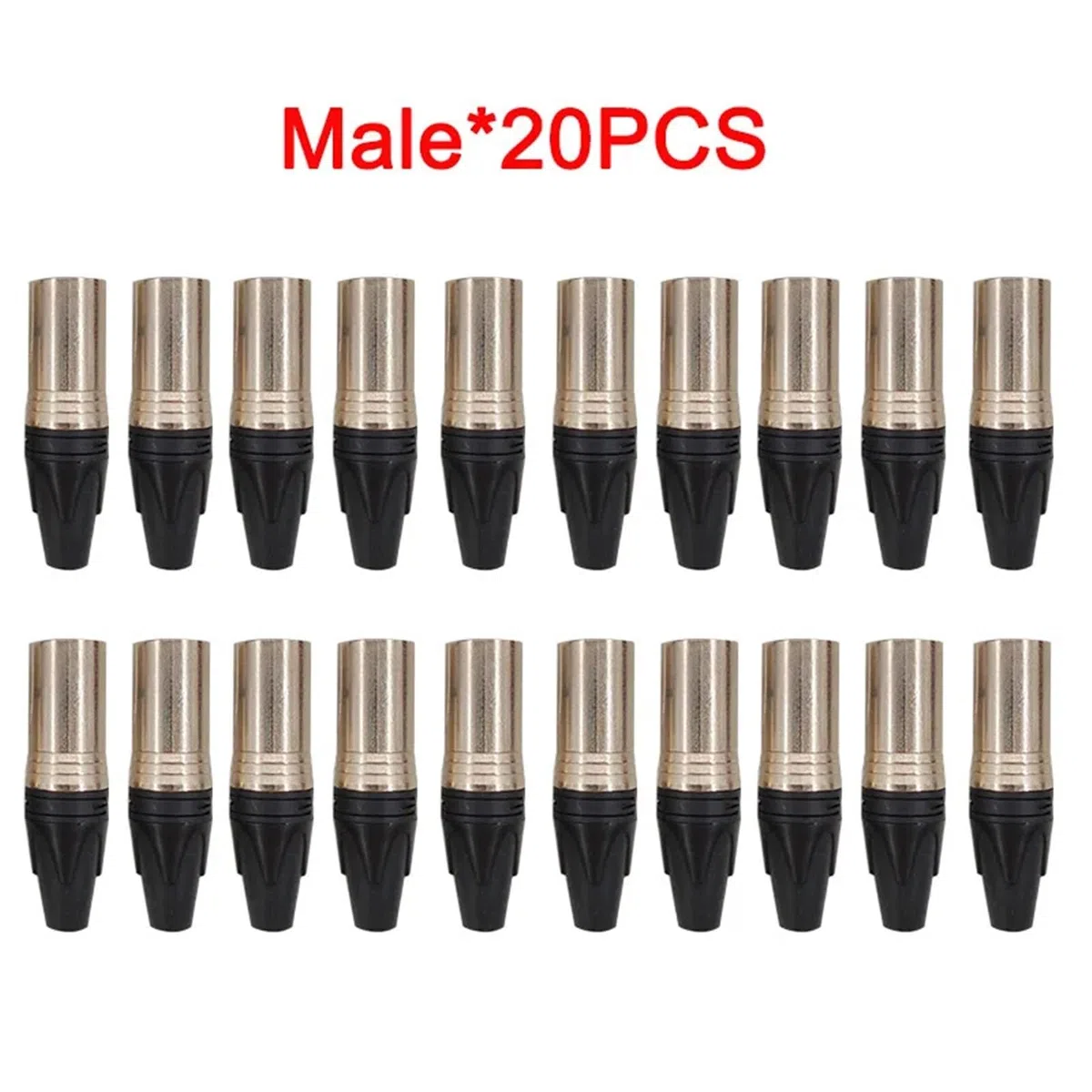 20 Stück Metall-XLR-Audio-Stecker, 3-poliger Lautsprecher, männliche und weibliche Mikrofonfarbe(Male 20pcs)