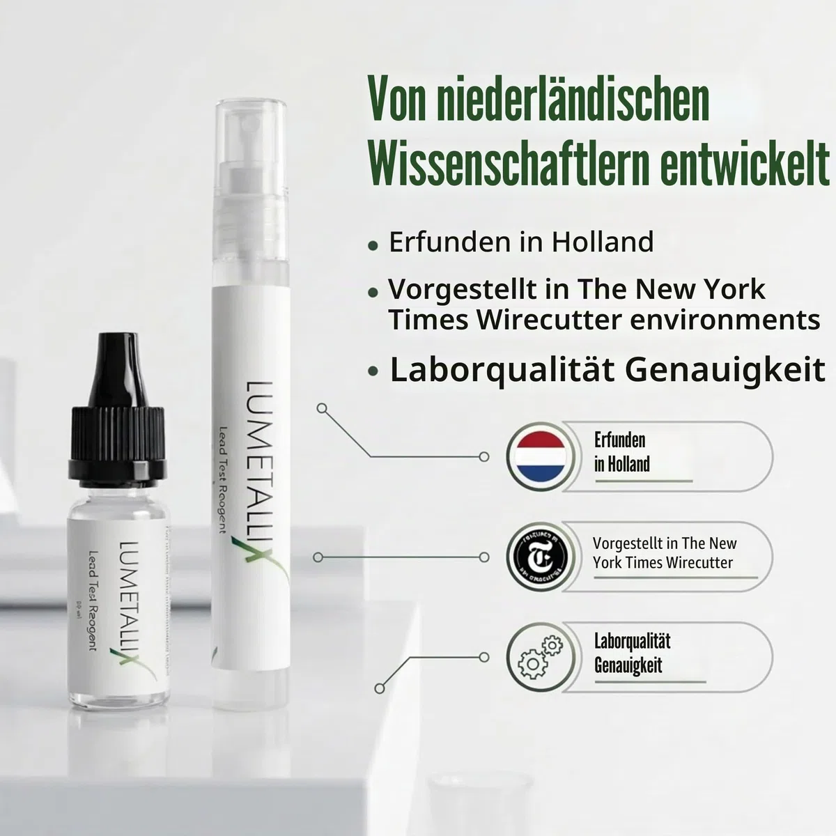 Lumetallix: Sofort leuchtendes Blei-Testset für Malen, Farbe, Keramik, Glas– schnell, einfach und sicher zu verwenden, UV-sichtbarer Sprühtest, zuverlässige Bleierkennungsergebnisse in Sekunden
