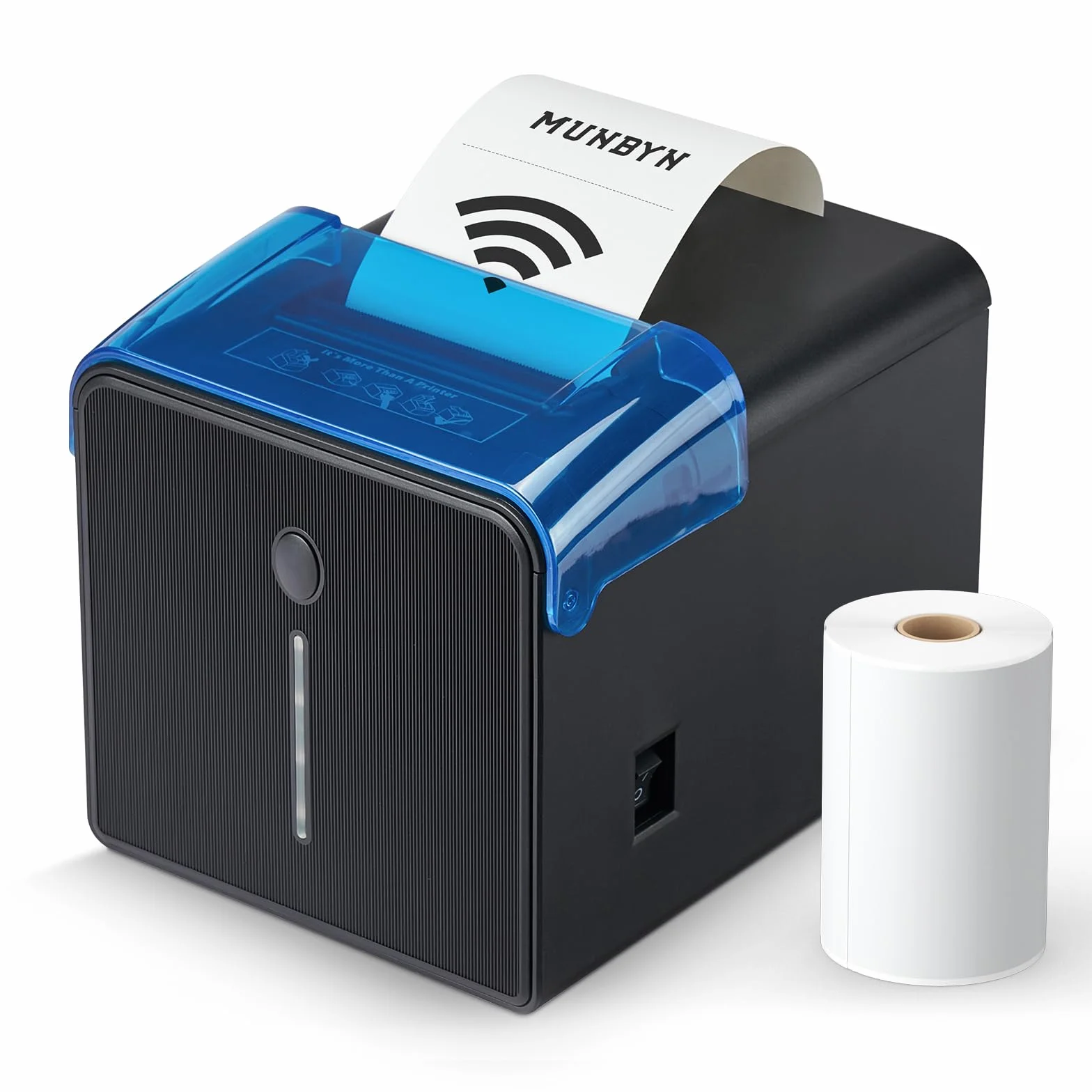 MUNBYN WLAN Belegdrucker, 80mm POS-Drucker mit USB-/LAN-/seriellen Anschlüssen, öl- und spritzwassergeschützter Abdeckung, Wandhalterung, Thermodrucker kompatibel mit Windows Mac Chromebook Linux