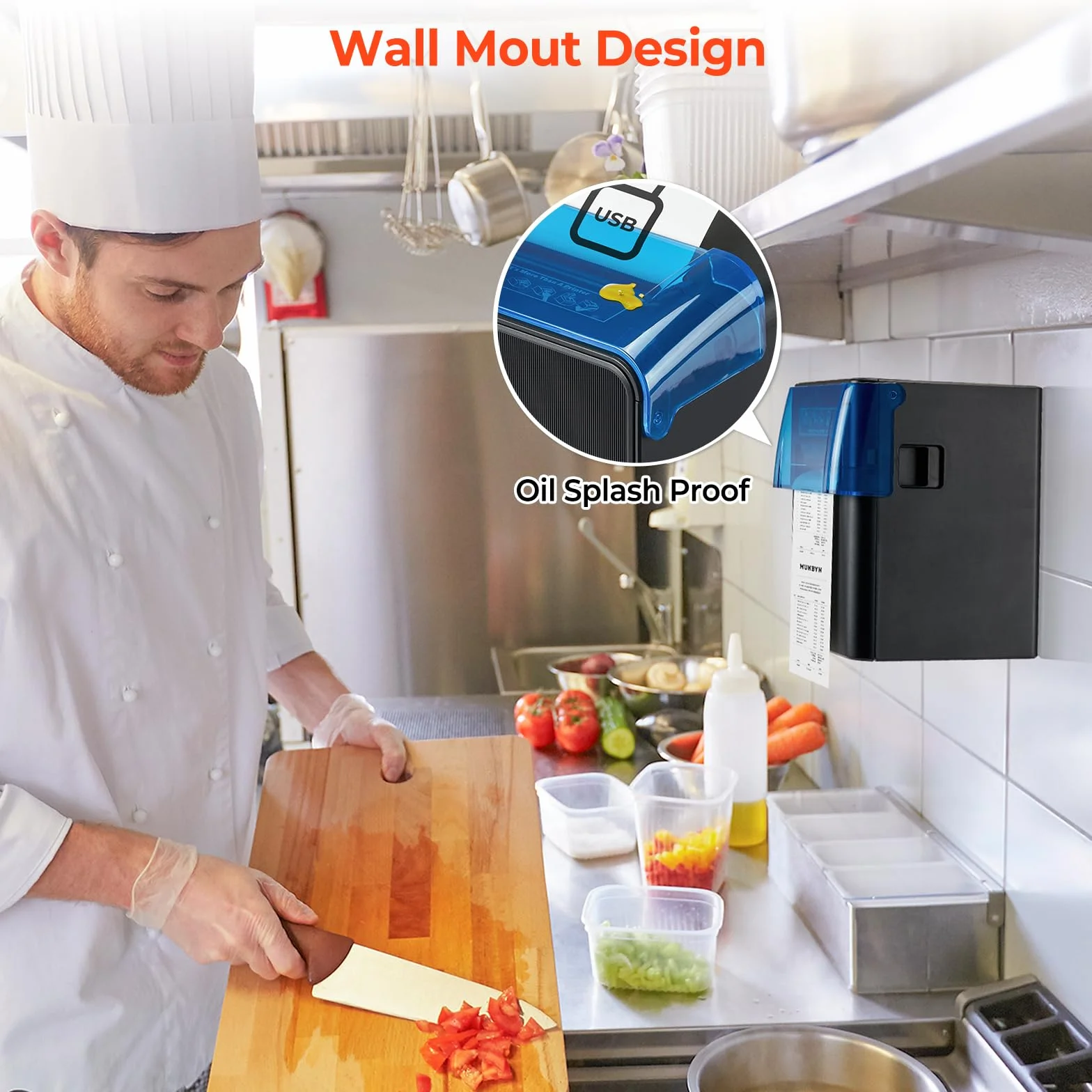 MUNBYN WLAN Belegdrucker, 80mm POS-Drucker mit USB-/LAN-/seriellen Anschlüssen, öl- und spritzwassergeschützter Abdeckung, Wandhalterung, Thermodrucker kompatibel mit Windows Mac Chromebook Linux