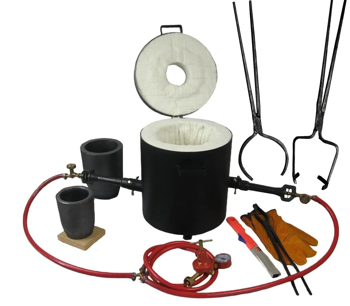 16KG Großer Propan-Schmelzofen mit Tiegeln und Tiegelzangen, Gießerei-Klin für Metall Gold Silber Kupfer Aluminium Full Casting Tool Kit