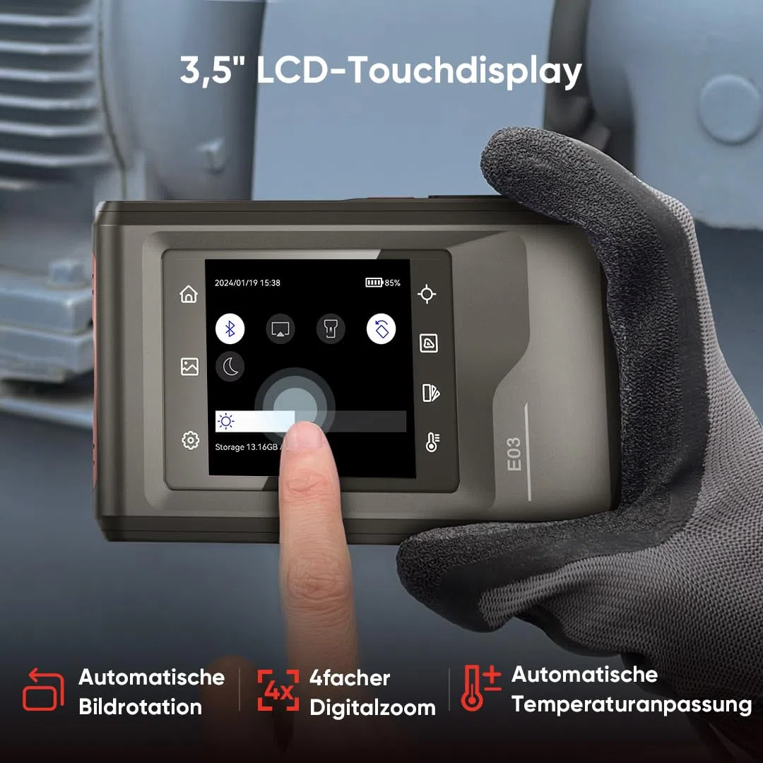 HIKMICRO E03 Kompakte Wärmebildkamera im Taschenformat 240 x 240 SuperIR-Auflösung mit visueller Kamera, 96 x 96 IR-Auflösung/9.216 Pixel, 25 Hz, 3,5" Touchscreen Wärmebildkamera, IP54, -20℃ bis 350℃
