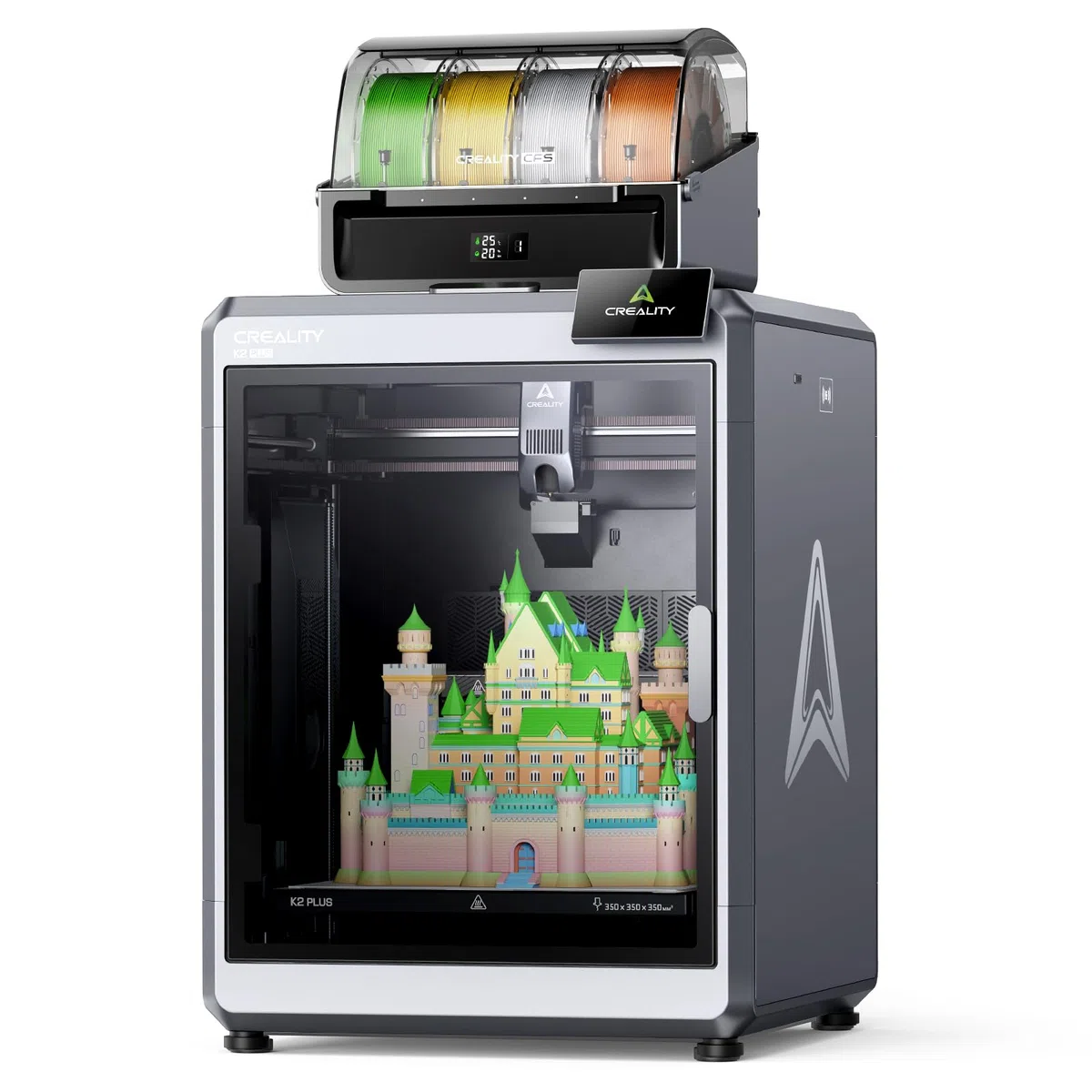Creality K2 Plus Combo 3D Drucker, Mehrfarbig mit CFS, Großes Bauvolumen 350x350x350 mm, Geschwindigkeit 600 mm/s, Aktiv beheizte Kammer für PLA-CF PA PET ASA PPA