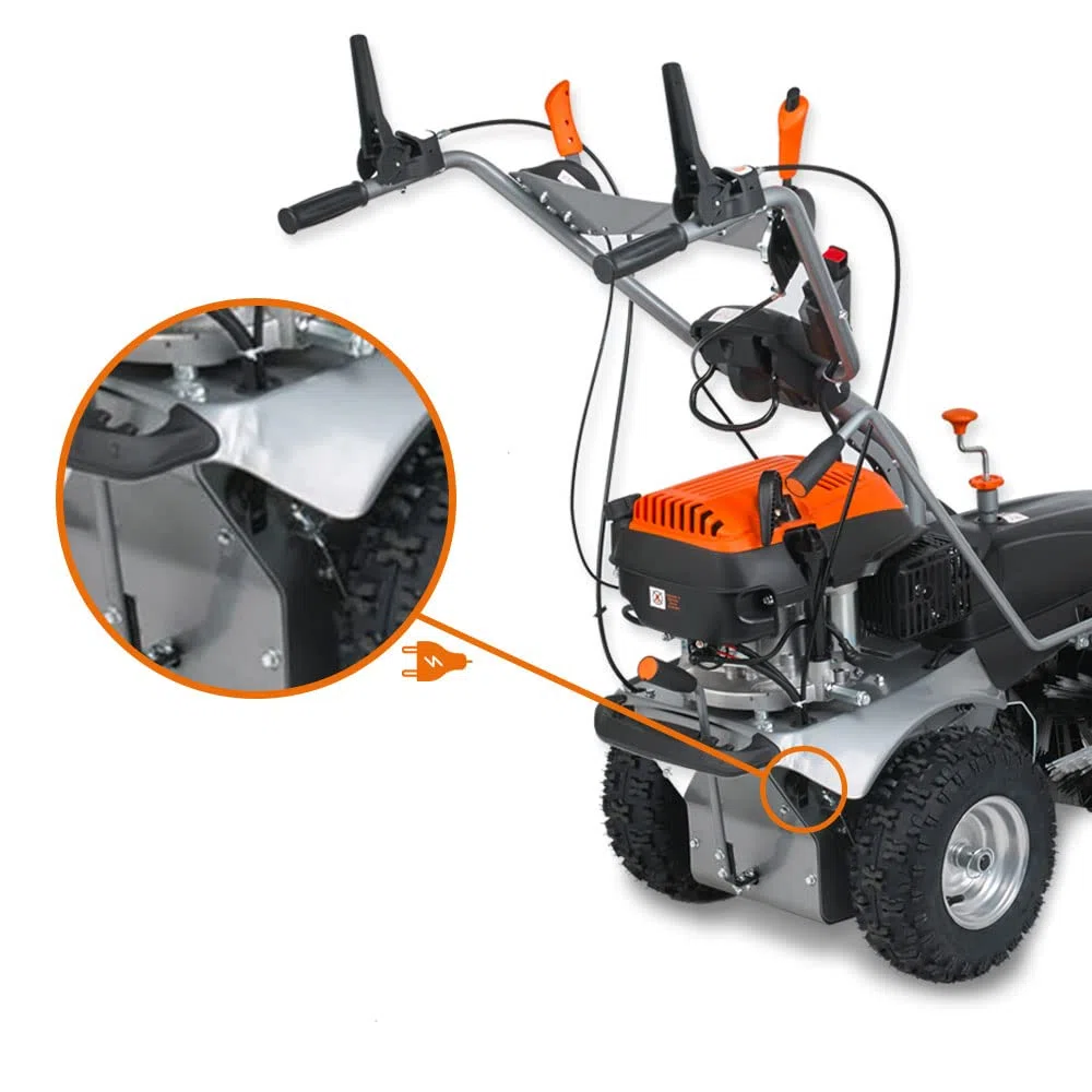 FUXTEC 4,9PS Benzin Kehrmaschine FX-KM1196 mit Bürste/Kehrbesen und 173cc Hubraum – 100cm Arbeitsbreite für große Flächen