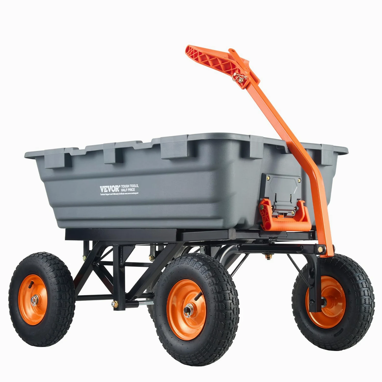 VEVOR Transportwagen, Gartenkarre mit leicht zu montierendem Stahlrahmen, Gartenwagen mit umwandelbarem 2-in-1-Griff, Mehrzweck-Schubkarre mit 680 Tragfähigekit, ca. 33 cm Reifen