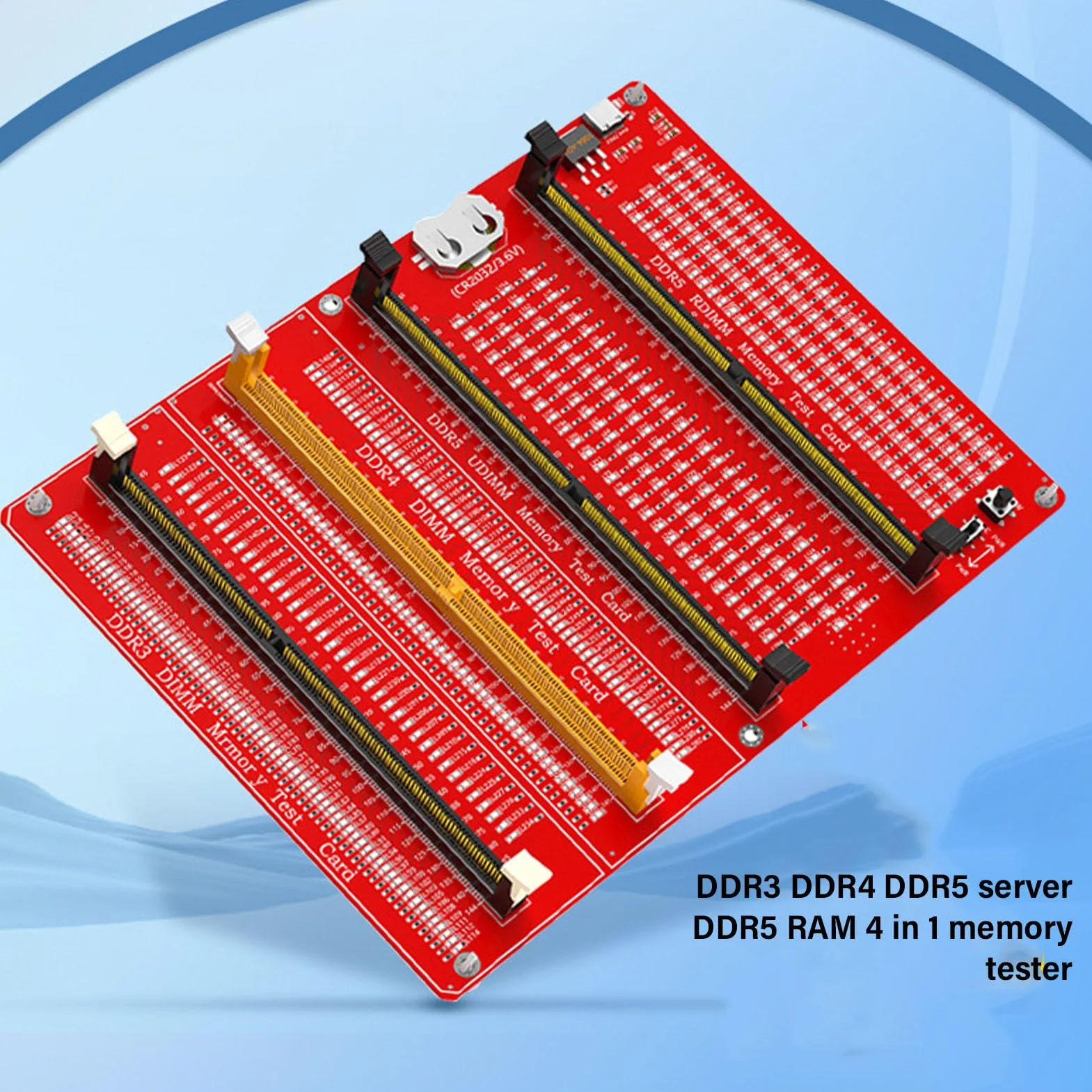 Topiky DDR3 DDR4 DDR5 UDMM DDR5 RDIMM Speichertester, 4-in-1 RAM-Speichertestkarte, Desktop-Computer-Speichertestkarte mit LED-Anzeigen, Speicherdiagnoseanalysator