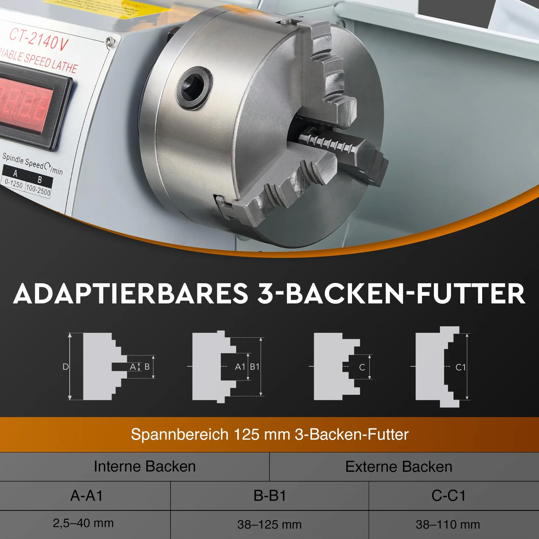 CREWORKS 750W Mini-Metalldrehmaschine 8x16 Zoll Tischdrehbank 210x400MM für Heimwerker Metall- und Holzbearbeitung