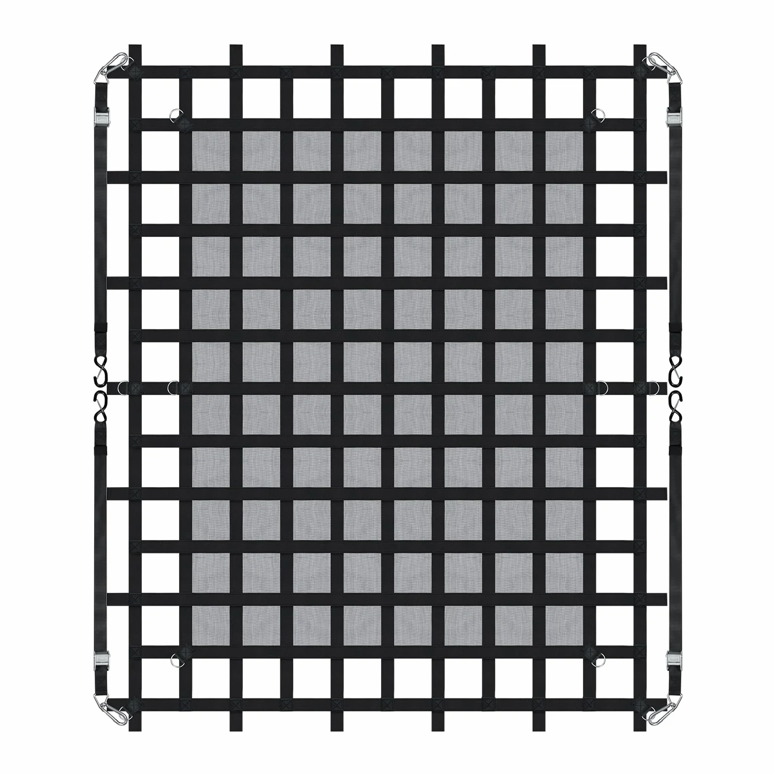VEVOR Frachtnetz, 2440 x 2060 mm, LKW-Ladeflächennetz, 4 verstellbare Gurte mit Karabinern & S-Haken, Transportnetz verschleißfest & wetterfest, Gepäcknetz geeignet für Pickup, LKW, Jeep, SUV, Boot