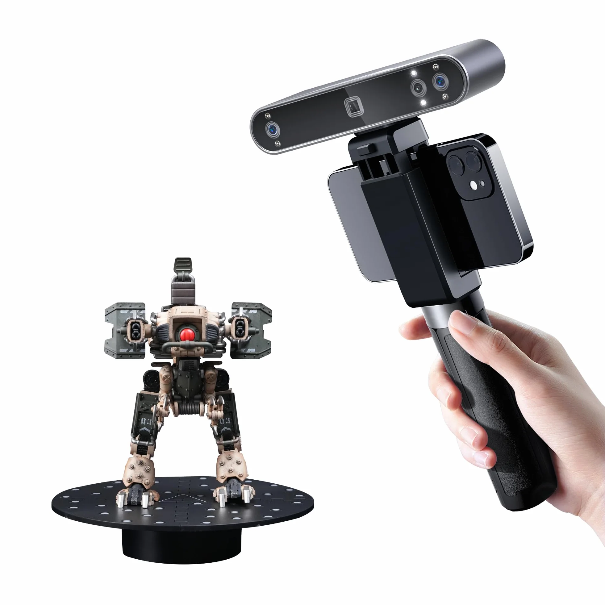 Revopoint POP 3 Plus 3D-Scanner für 3D-Druck, Handscanner mit 0,04mm hoher Präzision, Vollfarbscan für mittlere Objekte, Kompatibel mit Android/iOS/Win10&11/macOS, Standard